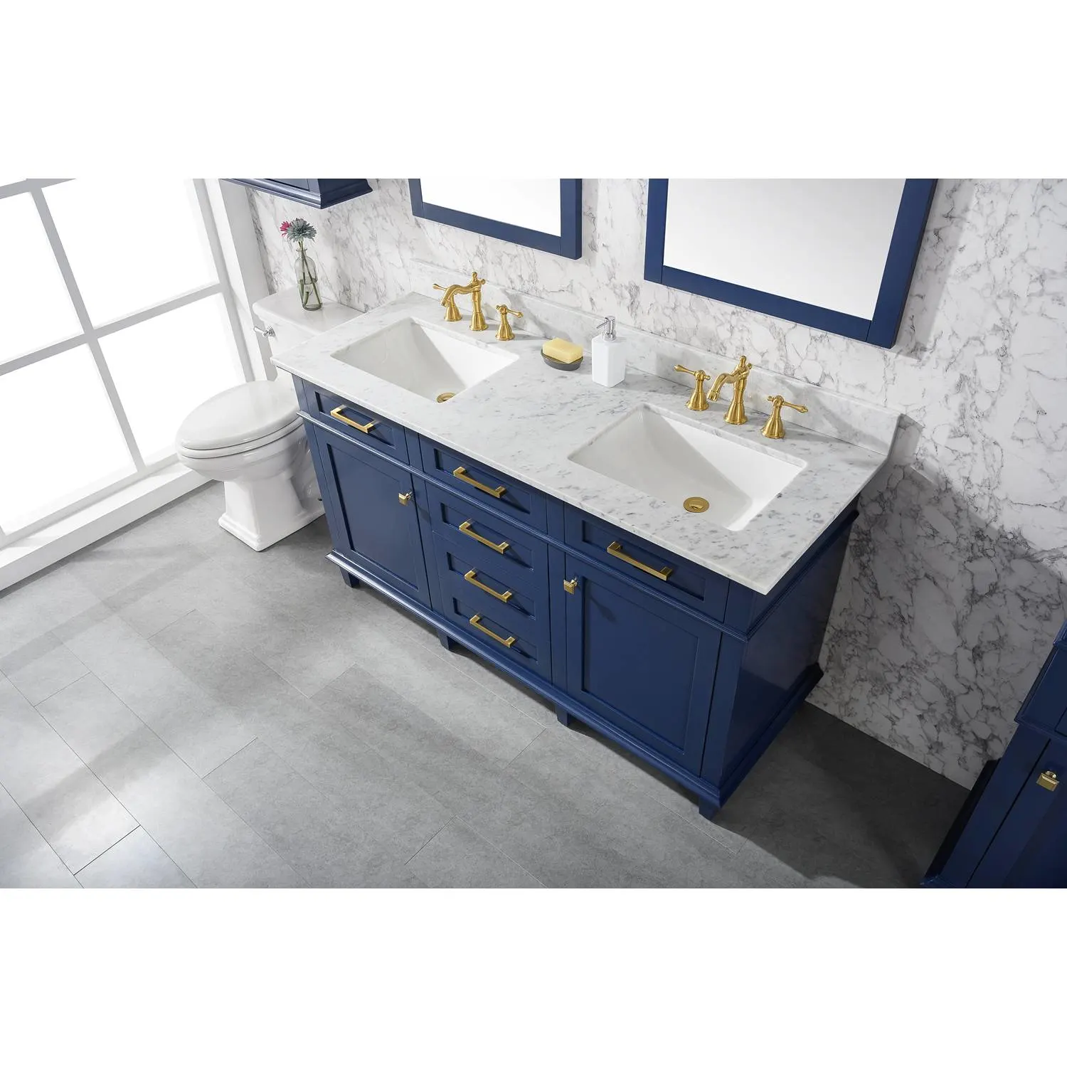 Legion Furniture 60 Inch Carrara White Top Double Sink Vanity Cabinet - image 14