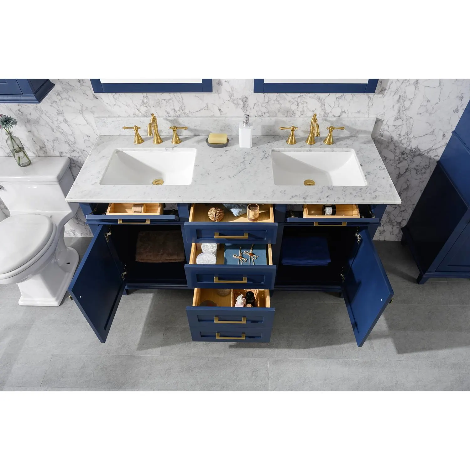 Legion Furniture 60 Inch Carrara White Top Double Sink Vanity Cabinet - image 16