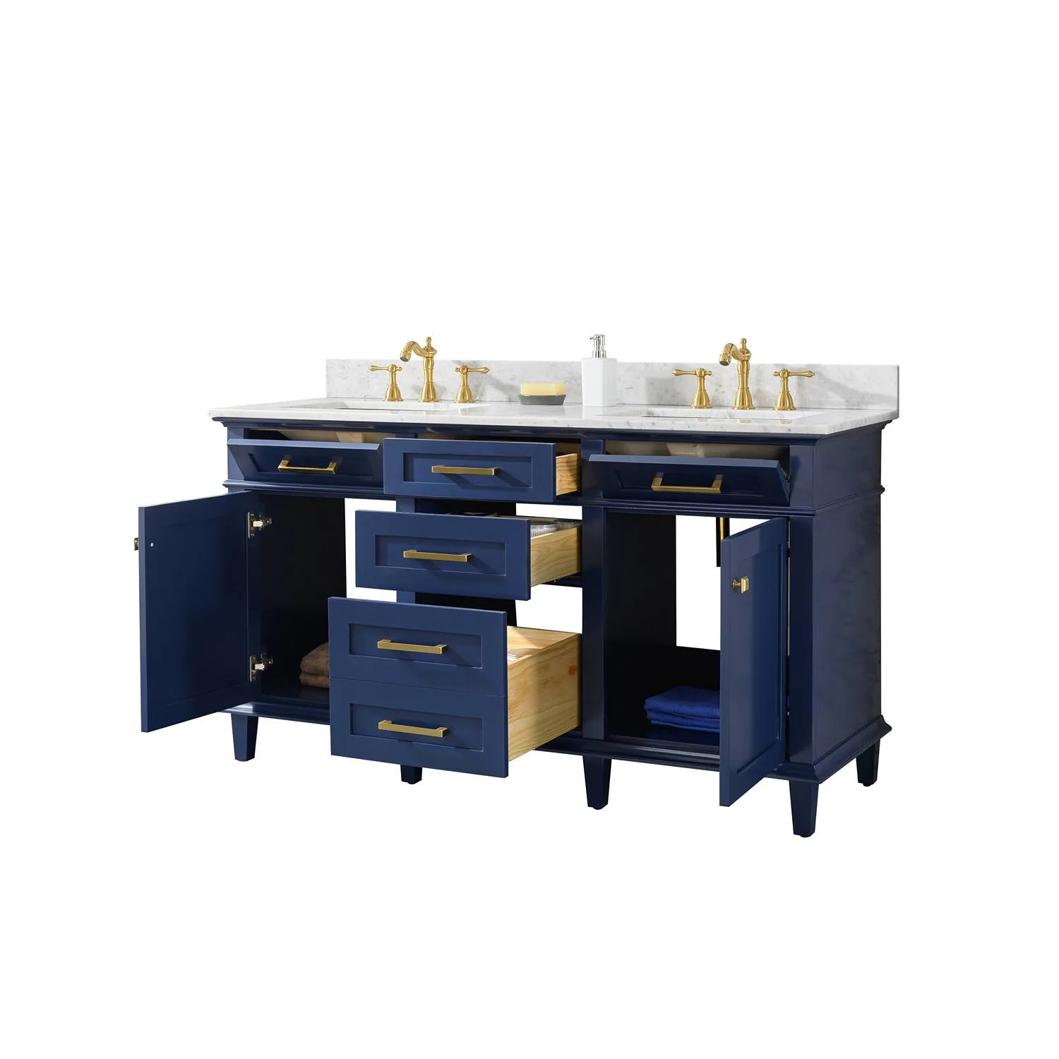 Legion Furniture 60 Inch Carrara White Top Double Sink Vanity Cabinet - image 18