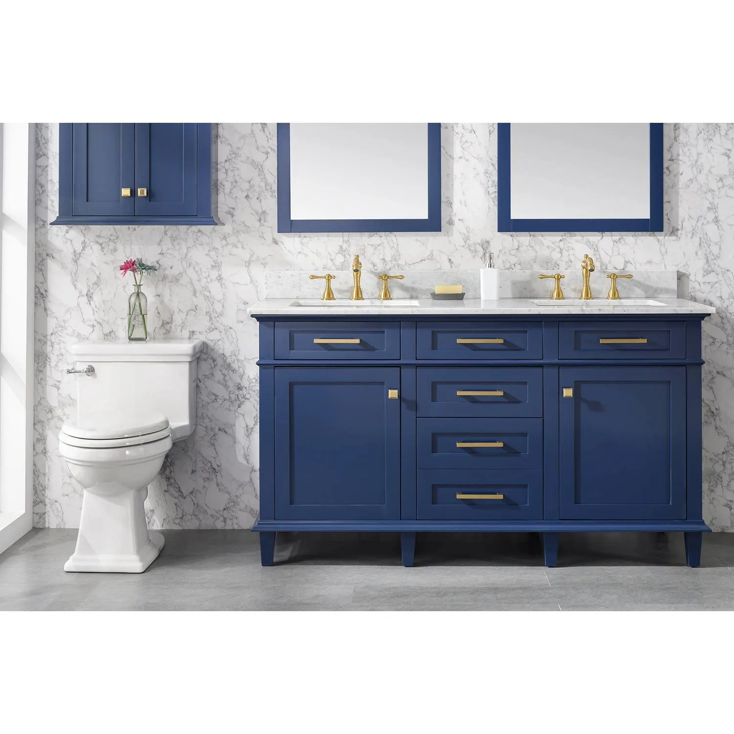 Legion Furniture 60 Inch Carrara White Top Double Sink Vanity Cabinet - image 3