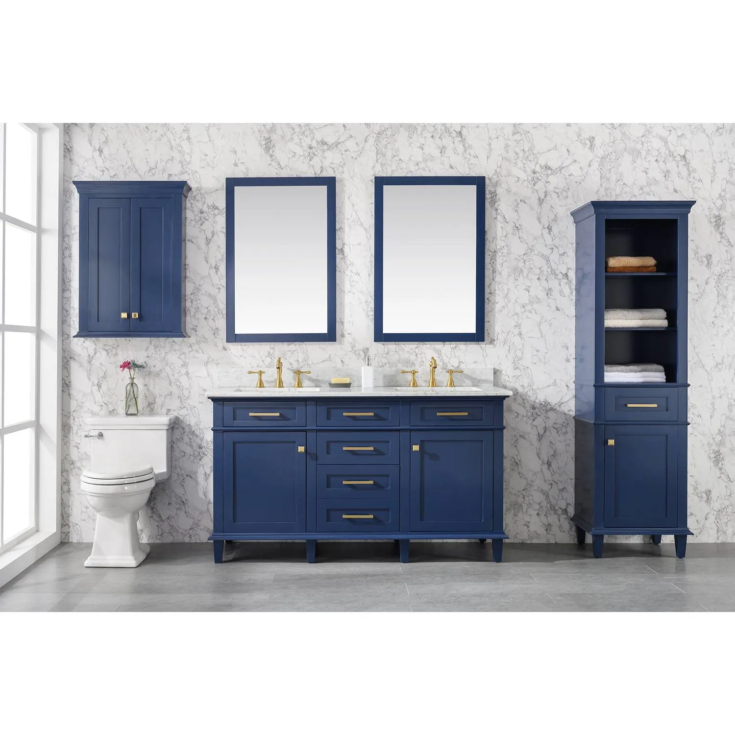 Legion Furniture 60 Inch Carrara White Top Double Sink Vanity Cabinet - image 22