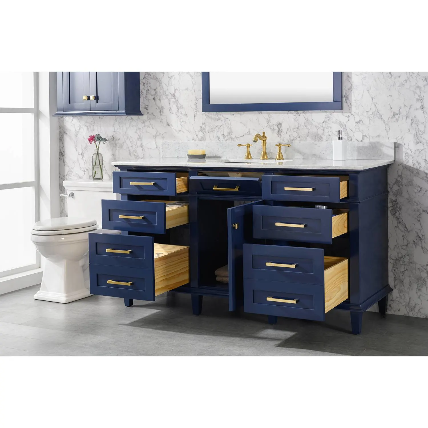 Legion Furniture 60 Inch Carrara White Top Ceramic Sink Vanity Cabinet - image 12