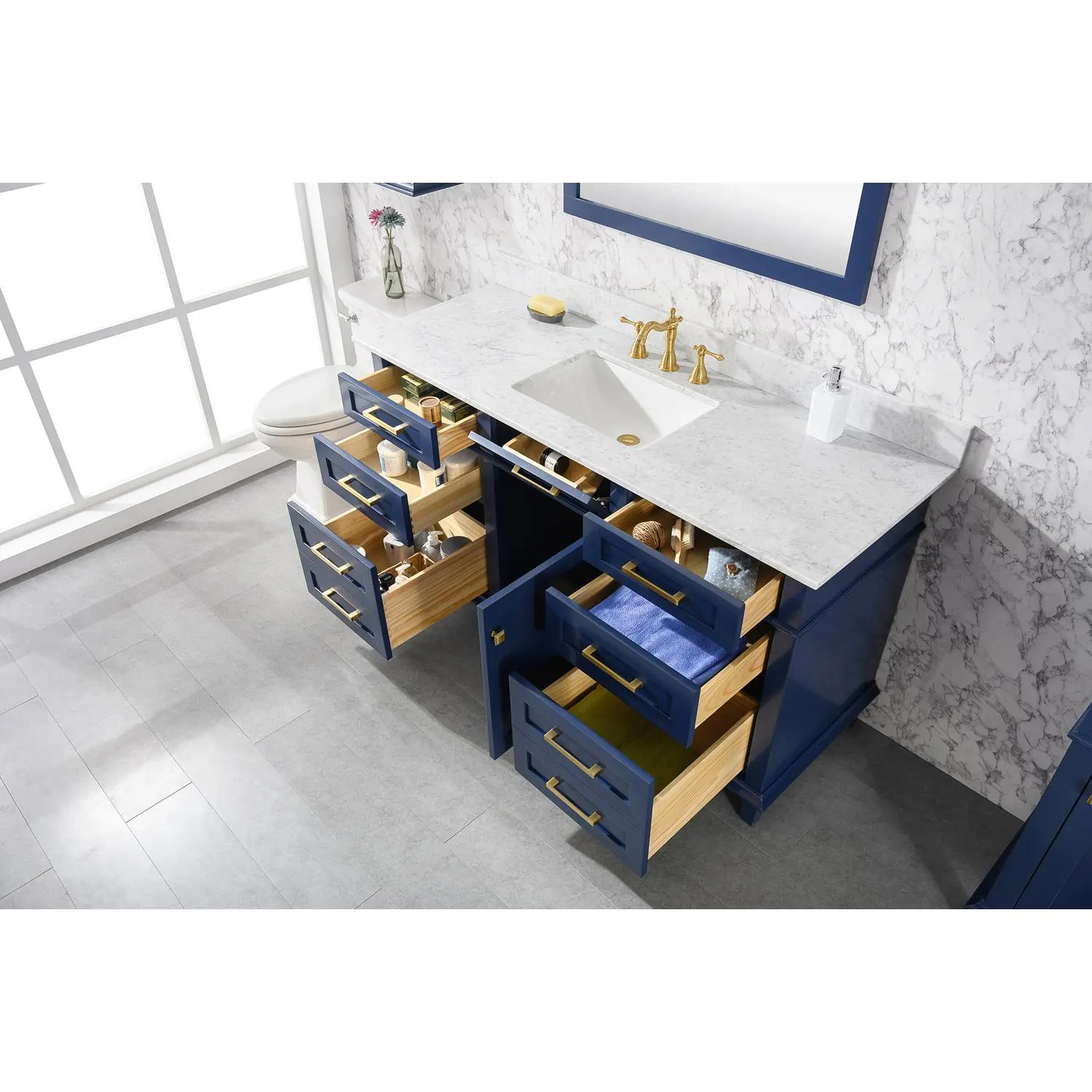 Legion Furniture 60 Inch Carrara White Top Ceramic Sink Vanity Cabinet - image 14