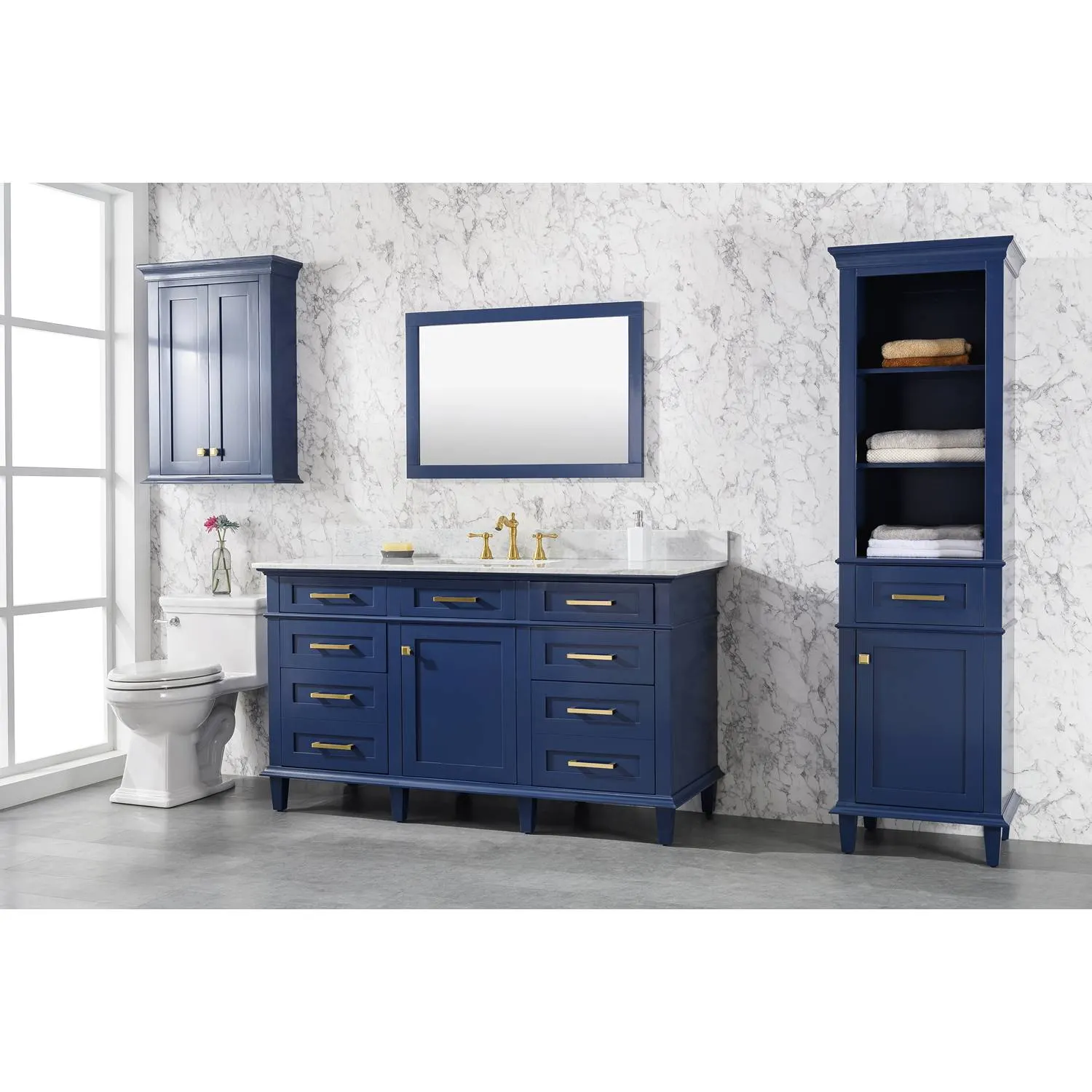 Legion Furniture 60 Inch Carrara White Top Ceramic Sink Vanity Cabinet - image 3