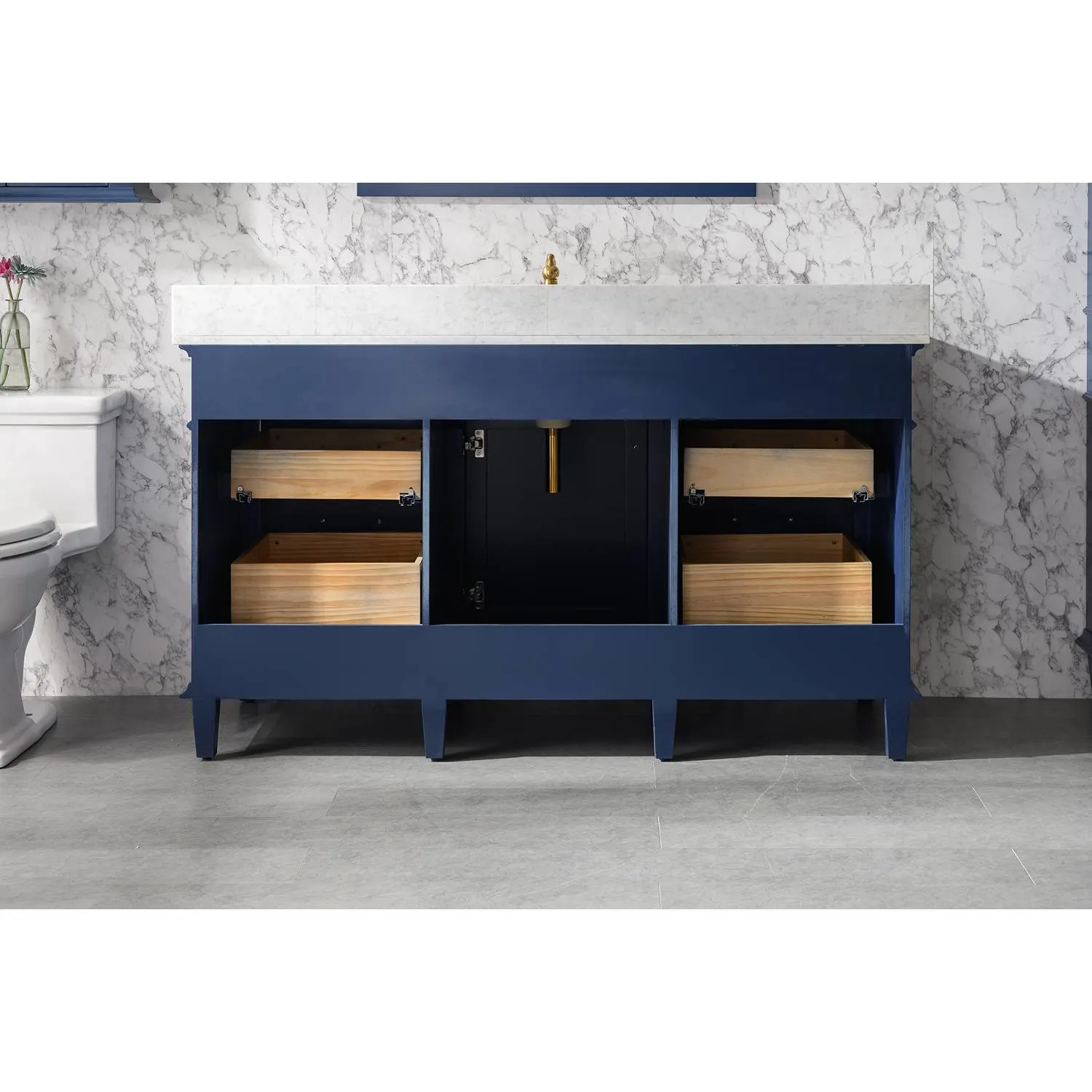 Legion Furniture 60 Inch Carrara White Top Ceramic Sink Vanity Cabinet - image 5