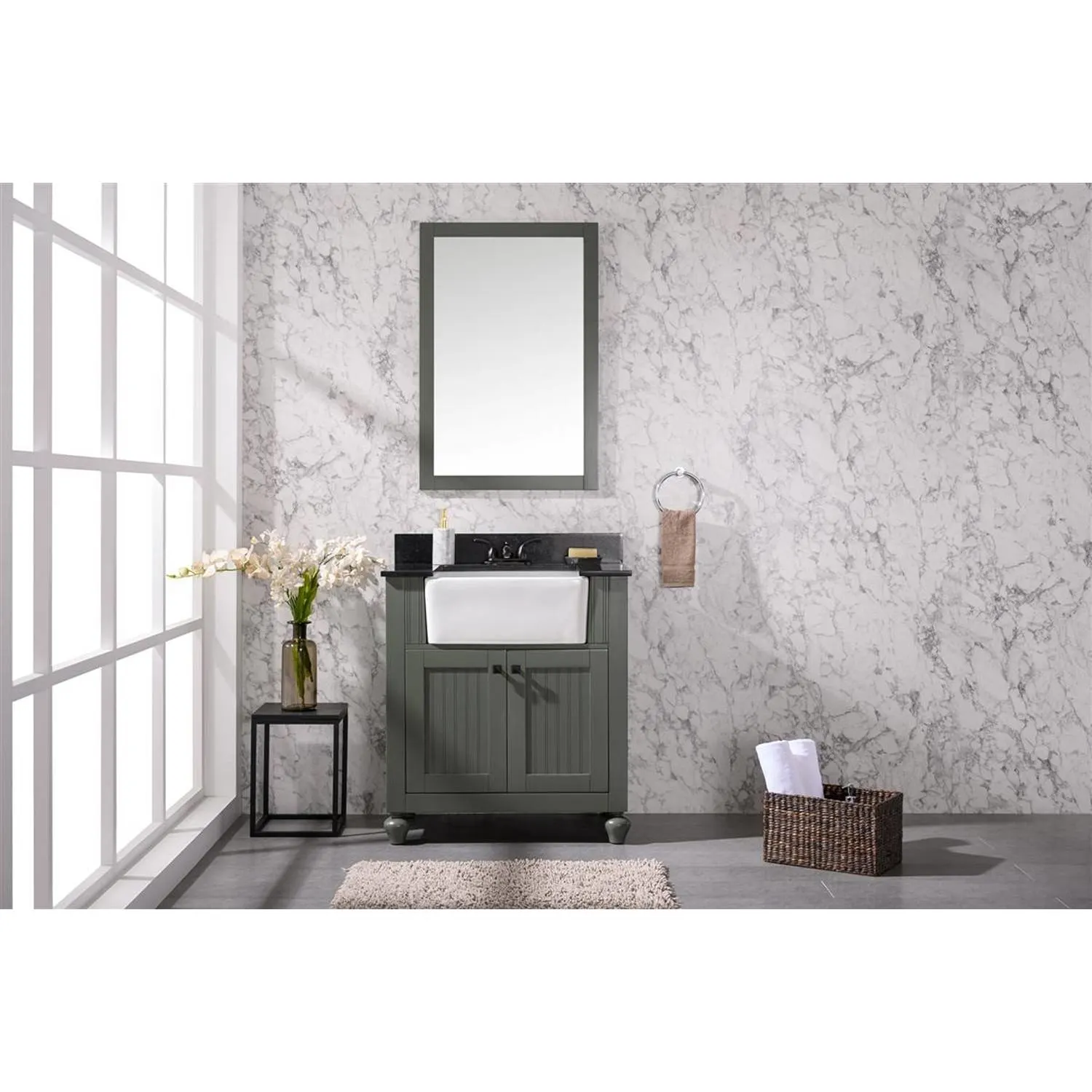 Legion Furniture 30 Inch Black Granite Top Ceramic Sink Vanity Cabinet - image 3