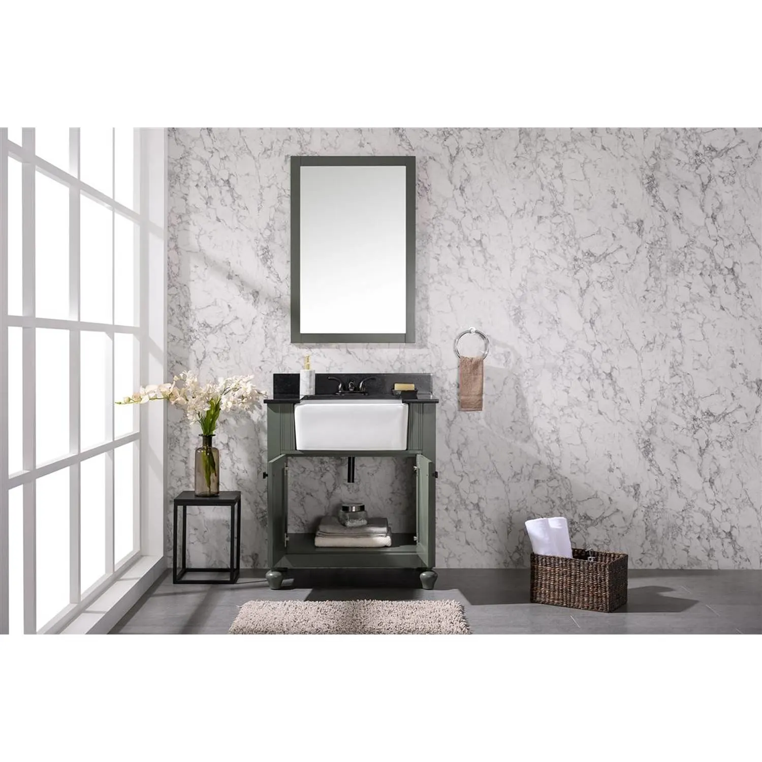 Legion Furniture 30 Inch Black Granite Top Ceramic Sink Vanity Cabinet - image 4