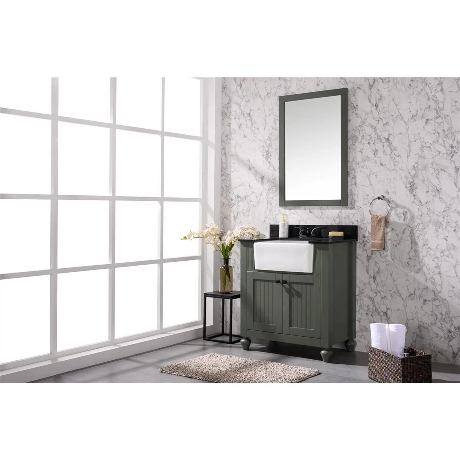 Legion Furniture 30 Inch Black Granite Top Ceramic Sink Vanity Cabinet - image 5