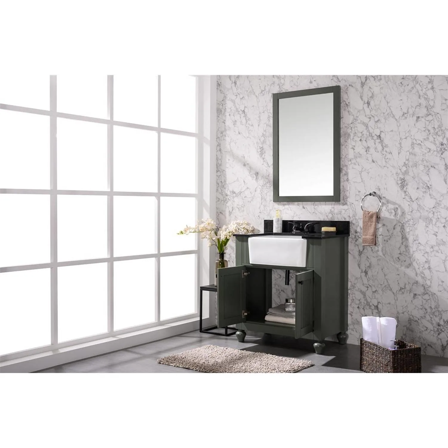 Legion Furniture 30 Inch Black Granite Top Ceramic Sink Vanity Cabinet - image 6