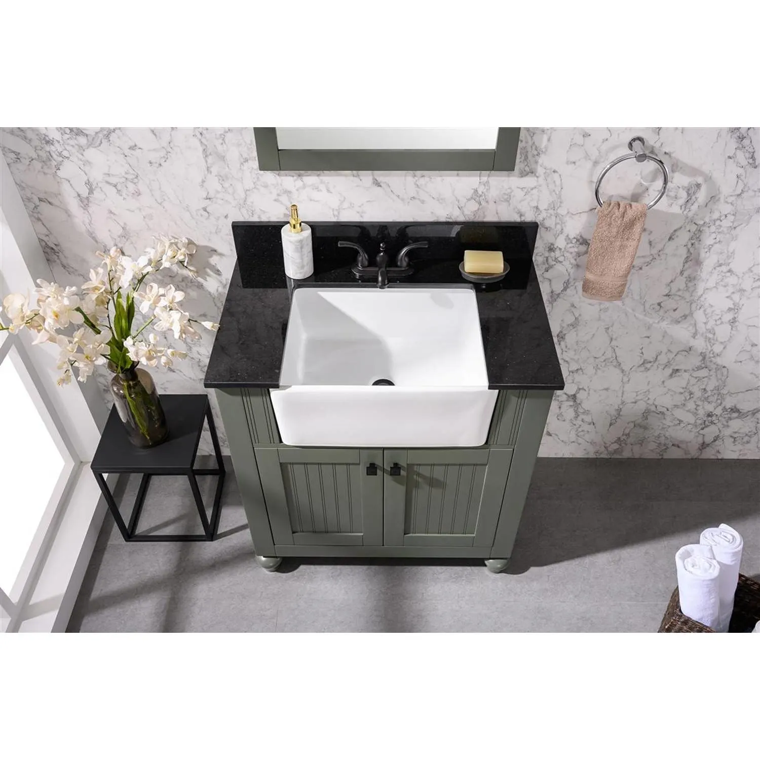 Legion Furniture 30 Inch Black Granite Top Ceramic Sink Vanity Cabinet - image 9