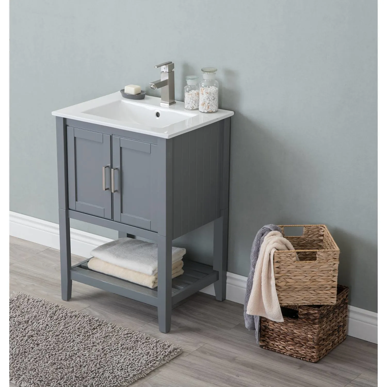 Legion Furniture 24 Inch White Ceramic Top and Sink Vanity Cabinet - image 2