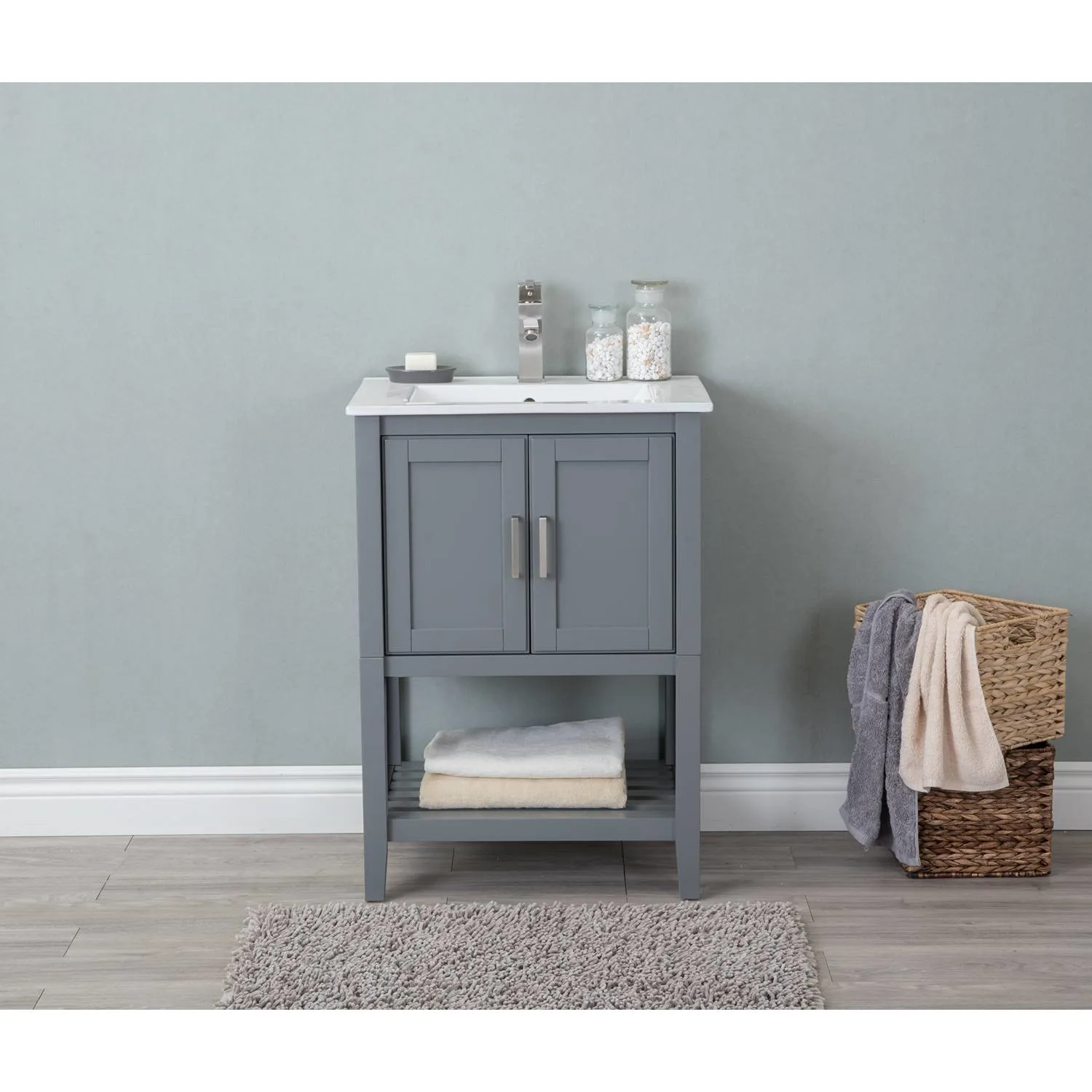 Legion Furniture 24 Inch White Ceramic Top and Sink Vanity Cabinet - image 3