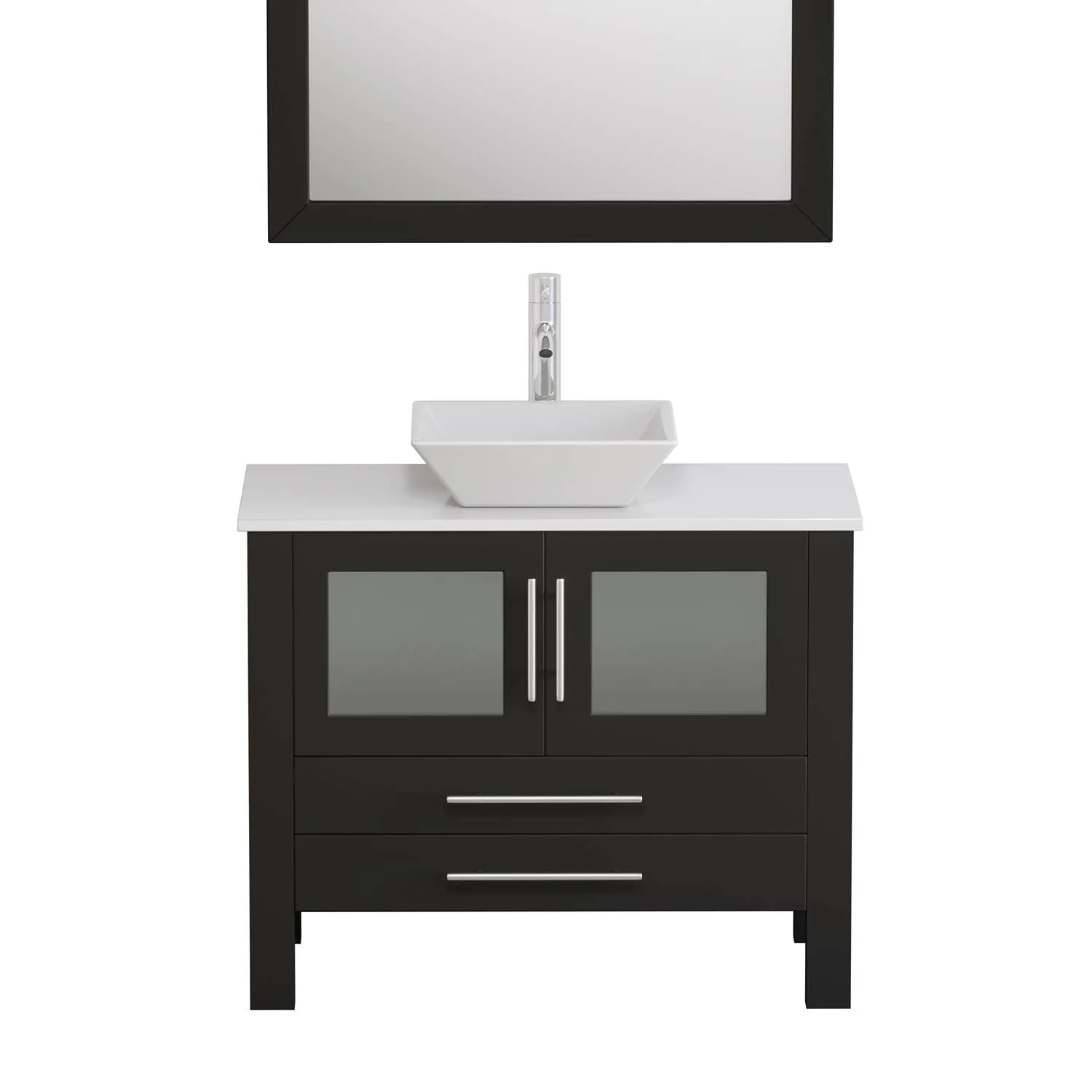 Cambridge Plumbing Complete 36 Inch White Porcelain Espresso Vanity Set