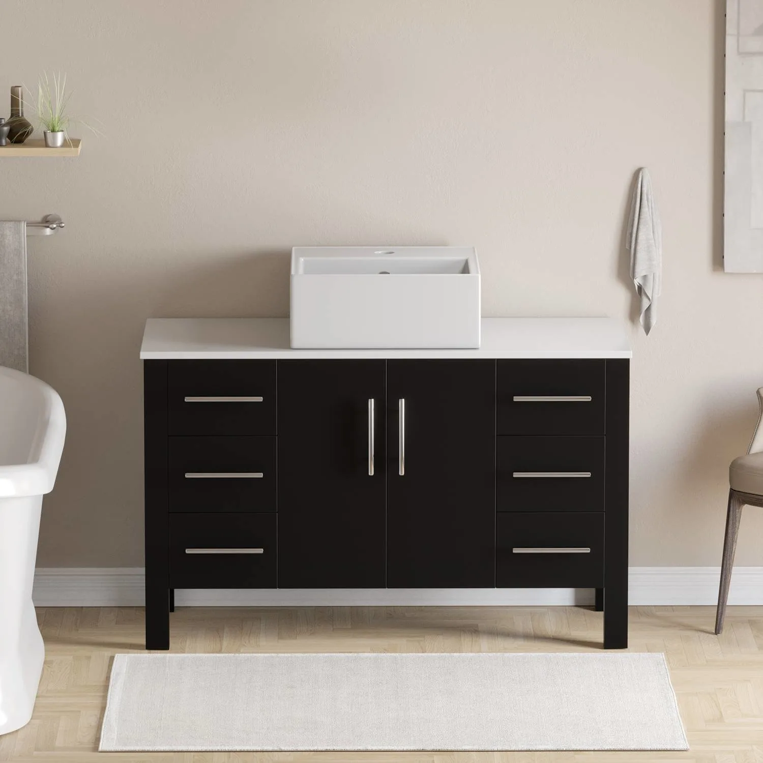 Cambridge Plumbing Complete 48 Inch White Porcelain Espresso Vanity Set - image 4