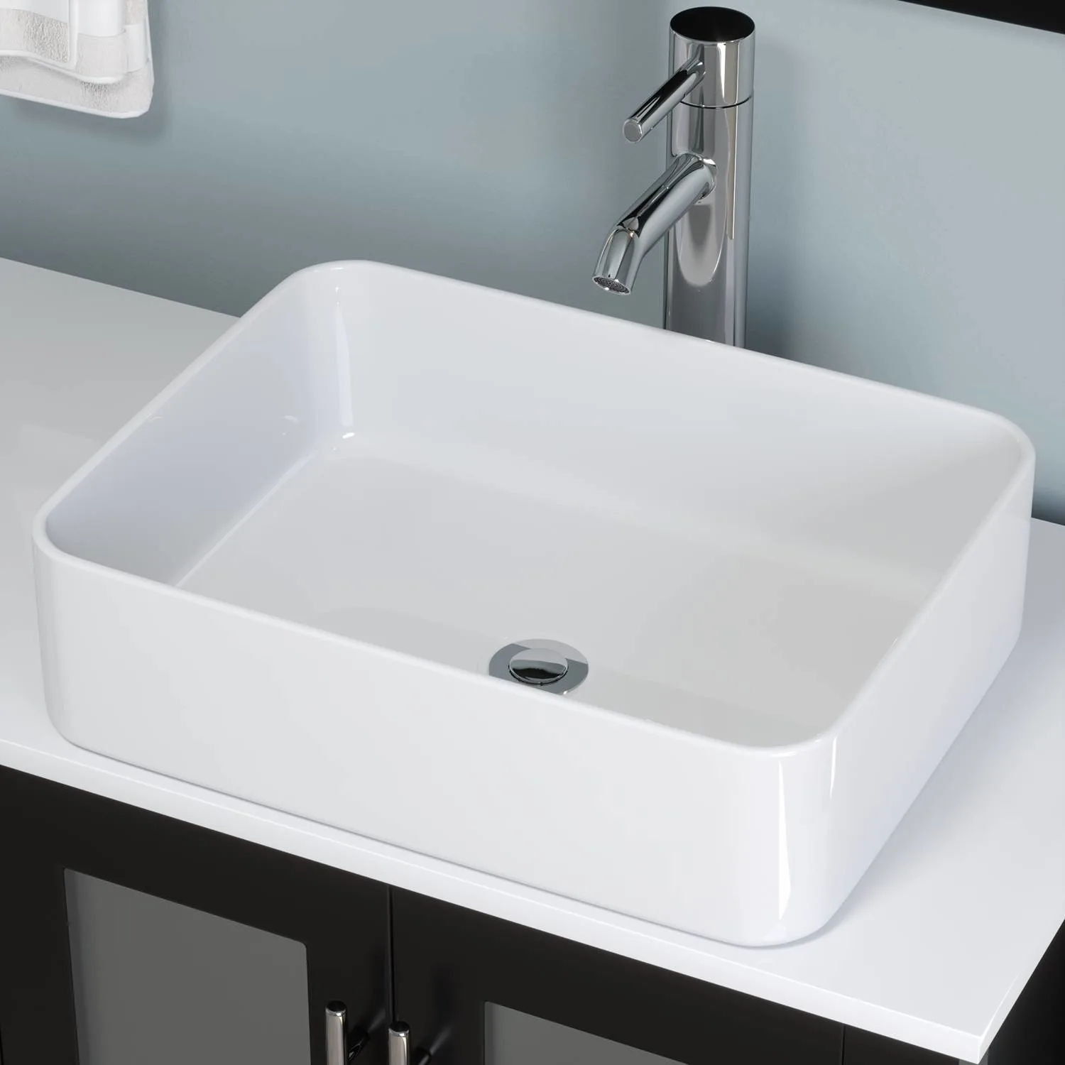 Cambridge Plumbing Complete 63 Inch White Porcelain Espresso Vanity Set - image 3