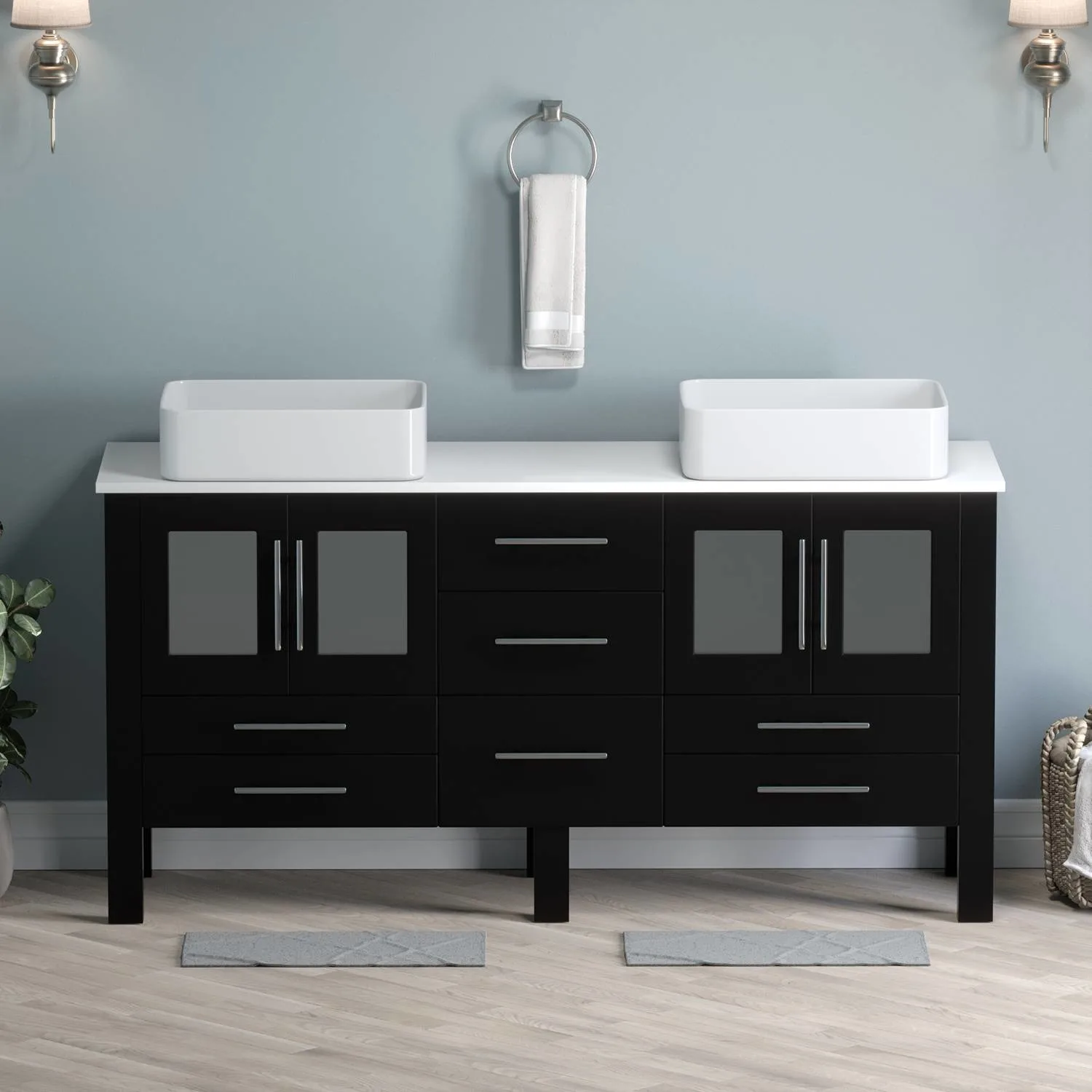 Cambridge Plumbing Complete 63 Inch White Porcelain Espresso Vanity Set - image 5