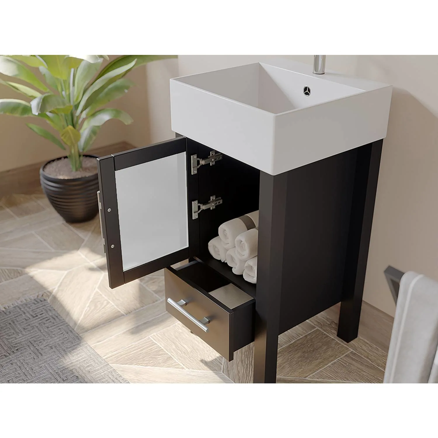 Cambridge Plumbing Complete 18 Inch White Porcelain Espresso Vanity Set - image 3