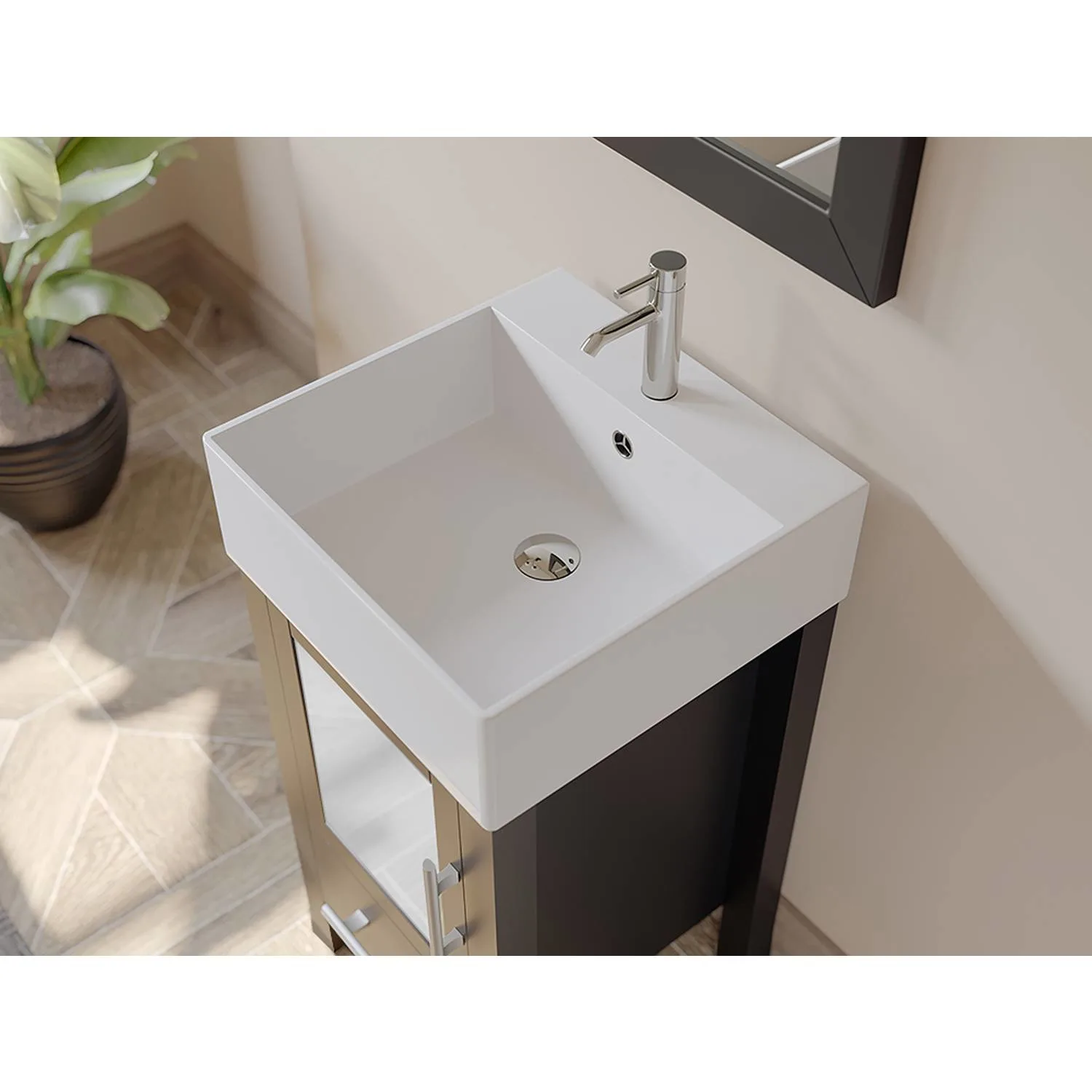 Cambridge Plumbing Complete 18 Inch White Porcelain Espresso Vanity Set - image 5