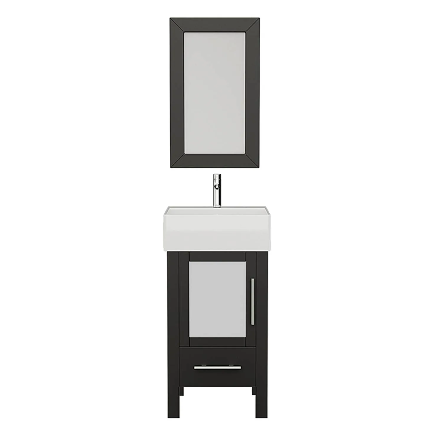 Cambridge Plumbing Complete 18 Inch White Porcelain Espresso Vanity Set