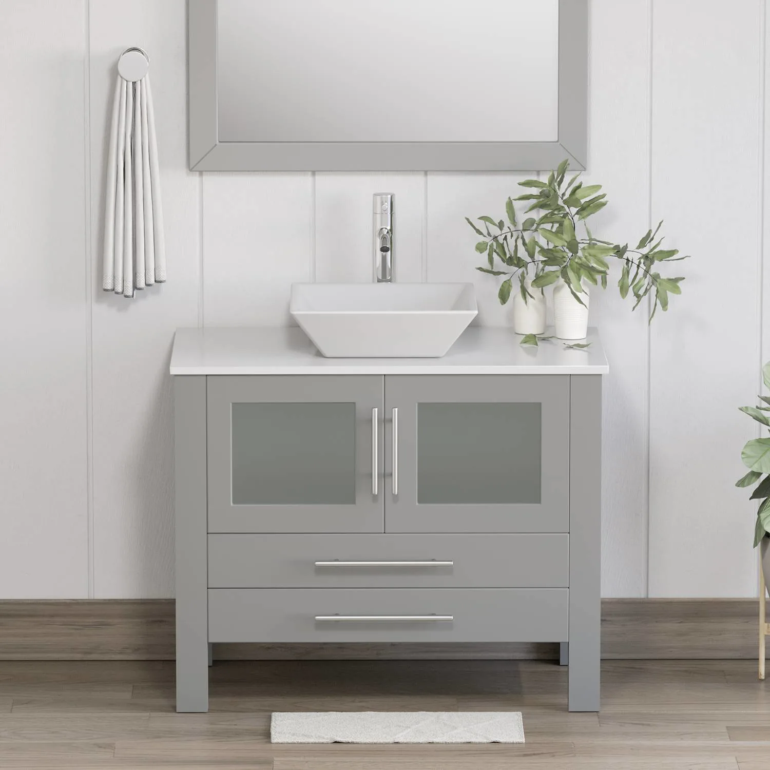 Cambridge Plumbing Complete 36 Inch White Porcelain Gray Vanity Set - image 2