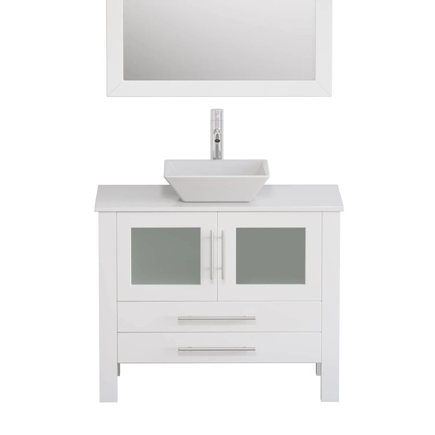 Cambridge Plumbing Complete 36 Inch White Porcelain White Vanity Set