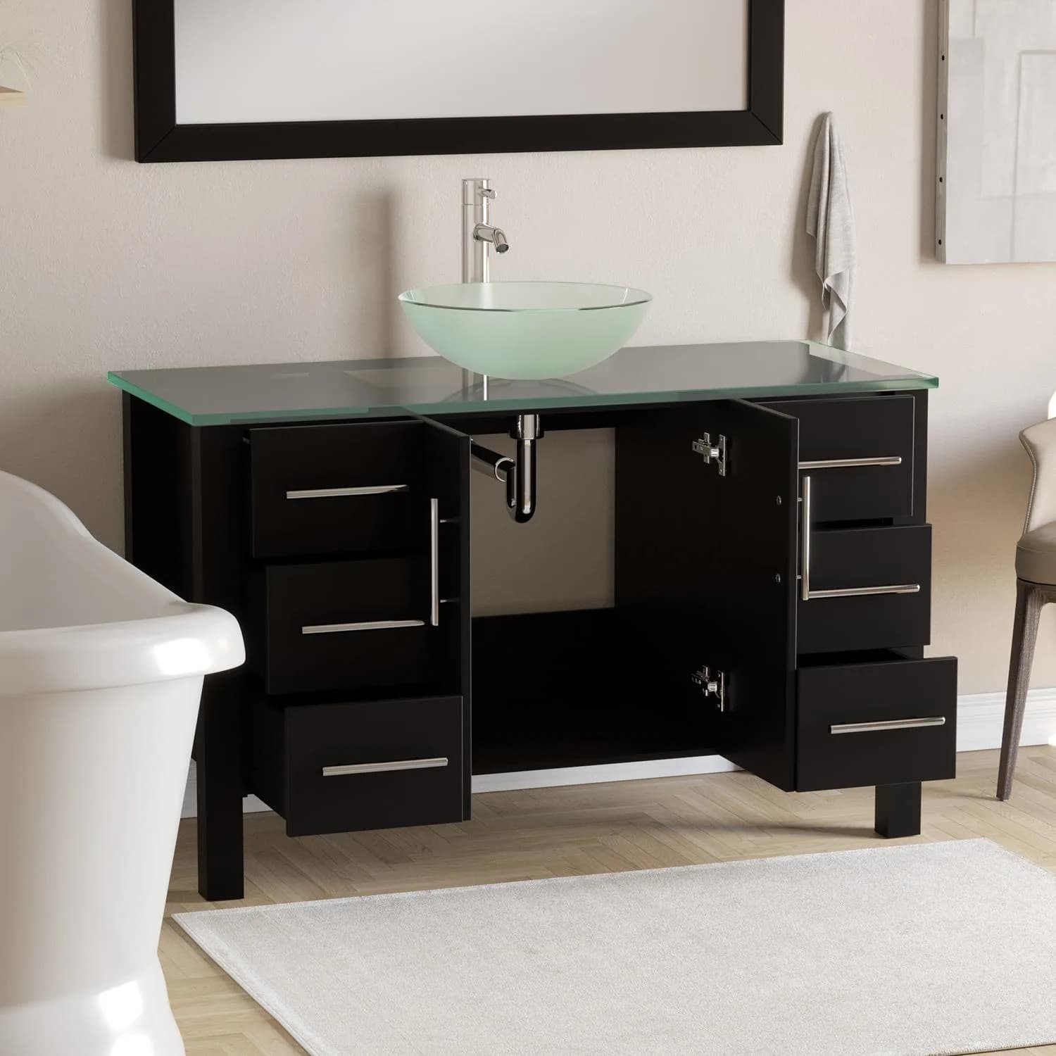 Cambridge Plumbing Complete 48 Inch Tempered Glass Espresso Vanity Set - image 3