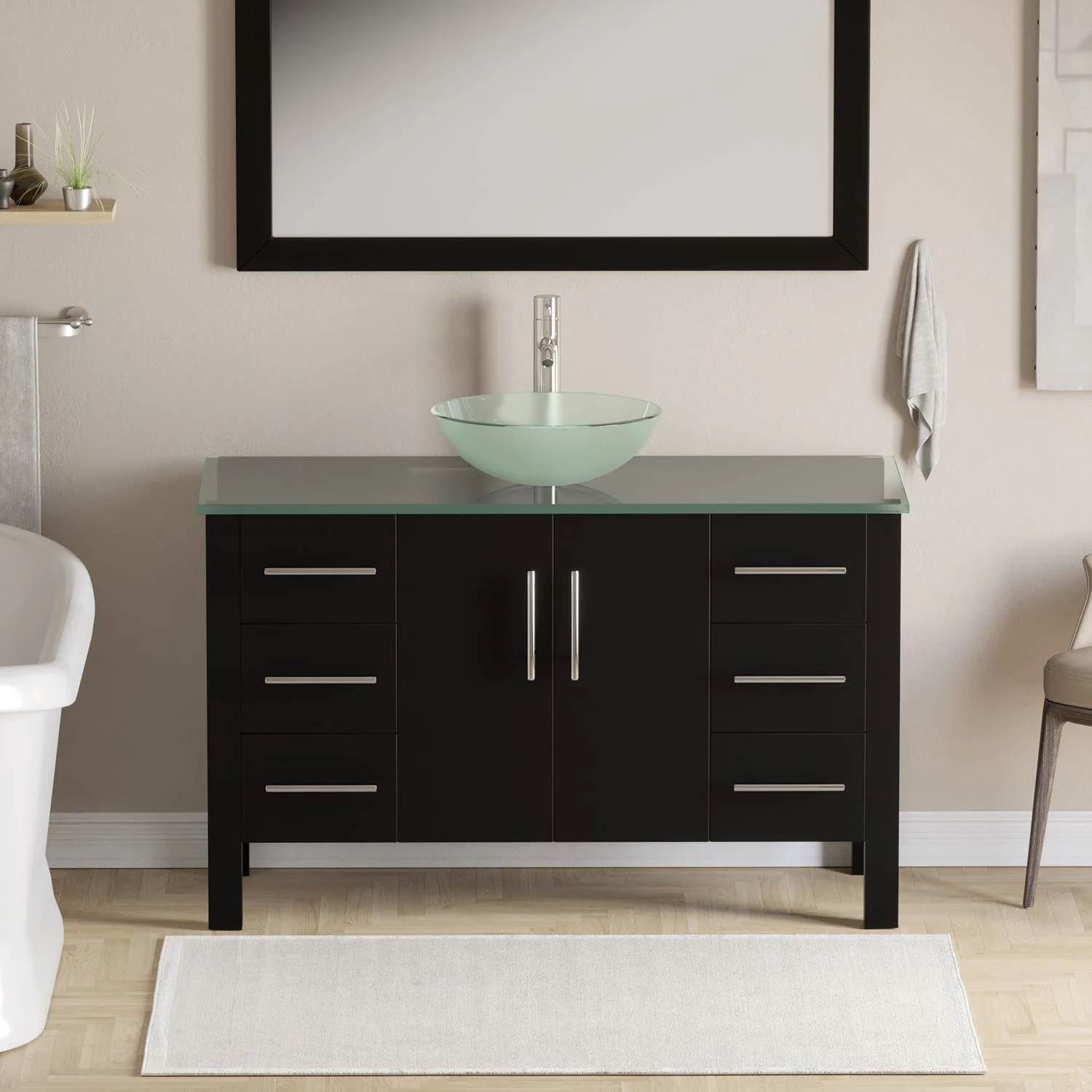 Cambridge Plumbing Complete 48 Inch Tempered Glass Espresso Vanity Set - image 7