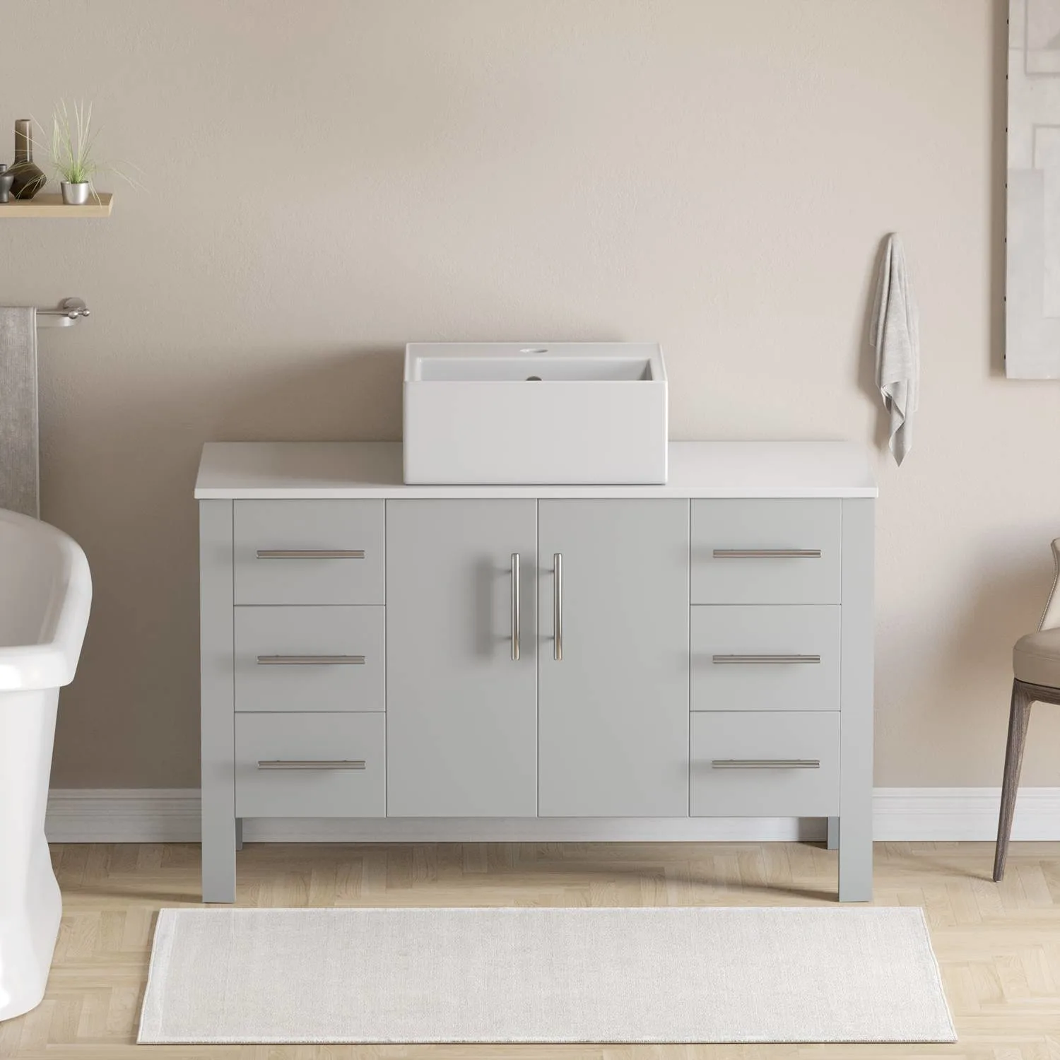 Cambridge Plumbing Complete 48 Inch White Porcelain Gray Vanity Set - image 4