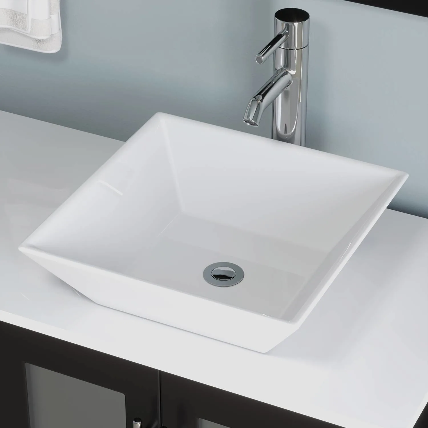 Cambridge Plumbing Complete 63 Inch White Porcelain Espresso Vanity Set - image 2