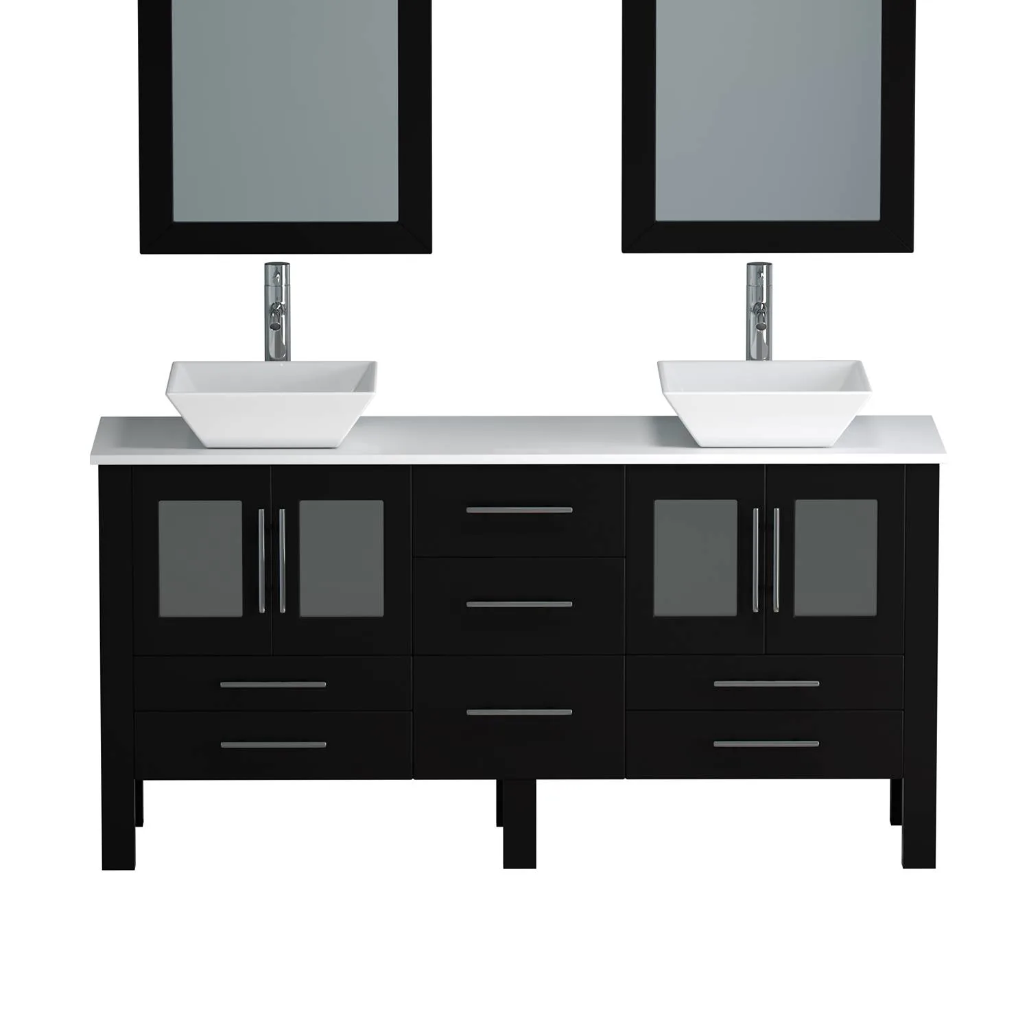 Cambridge Plumbing Complete 63 Inch White Porcelain Espresso Vanity Set