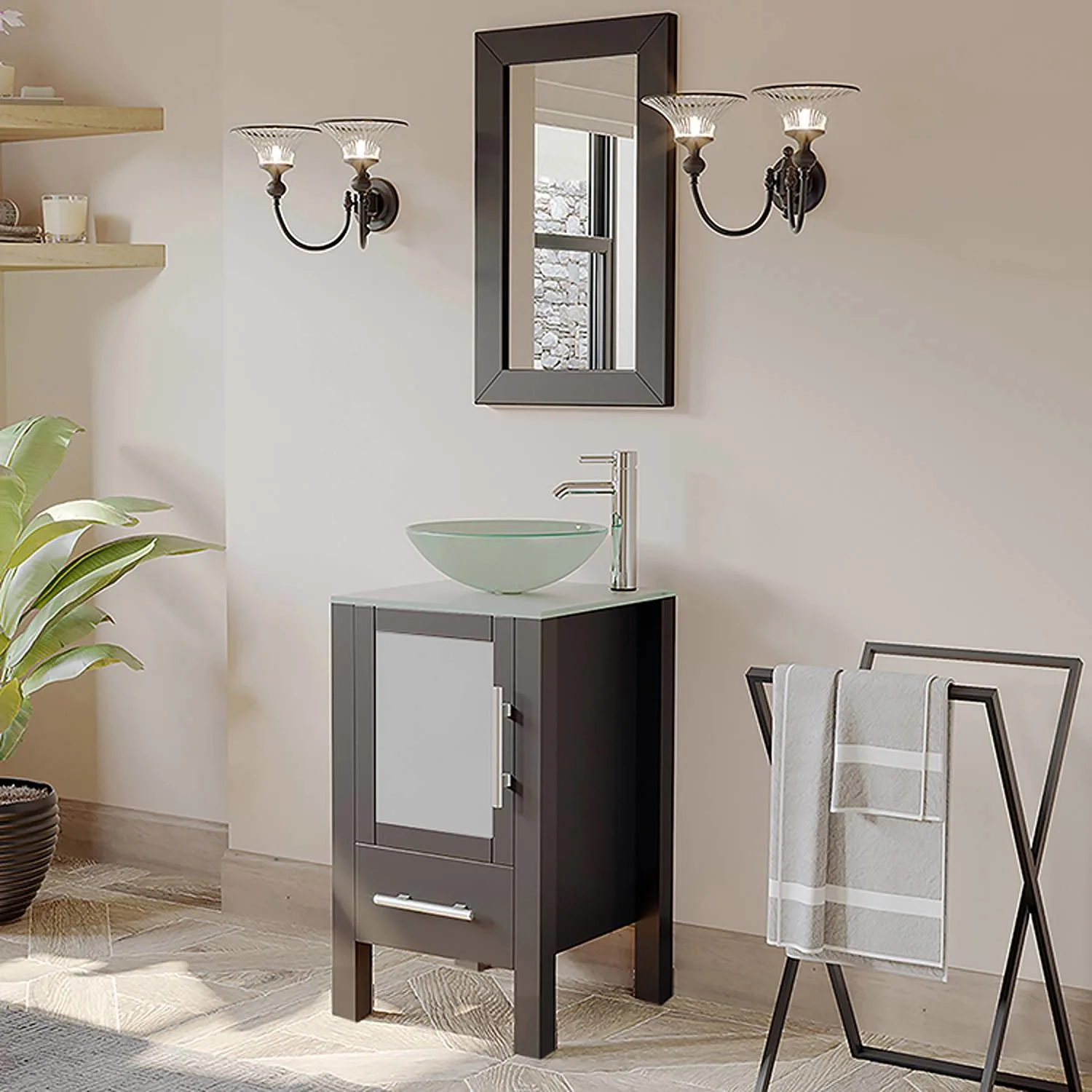Cambridge Plumbing Complete 18 Inch Tempered Glass Espresso Vanity Set - image 4