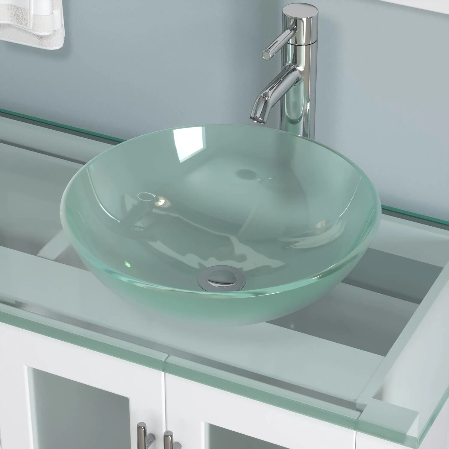 Cambridge Plumbing Complete 63 Inch Tempered Glass White Vanity Set - image 3