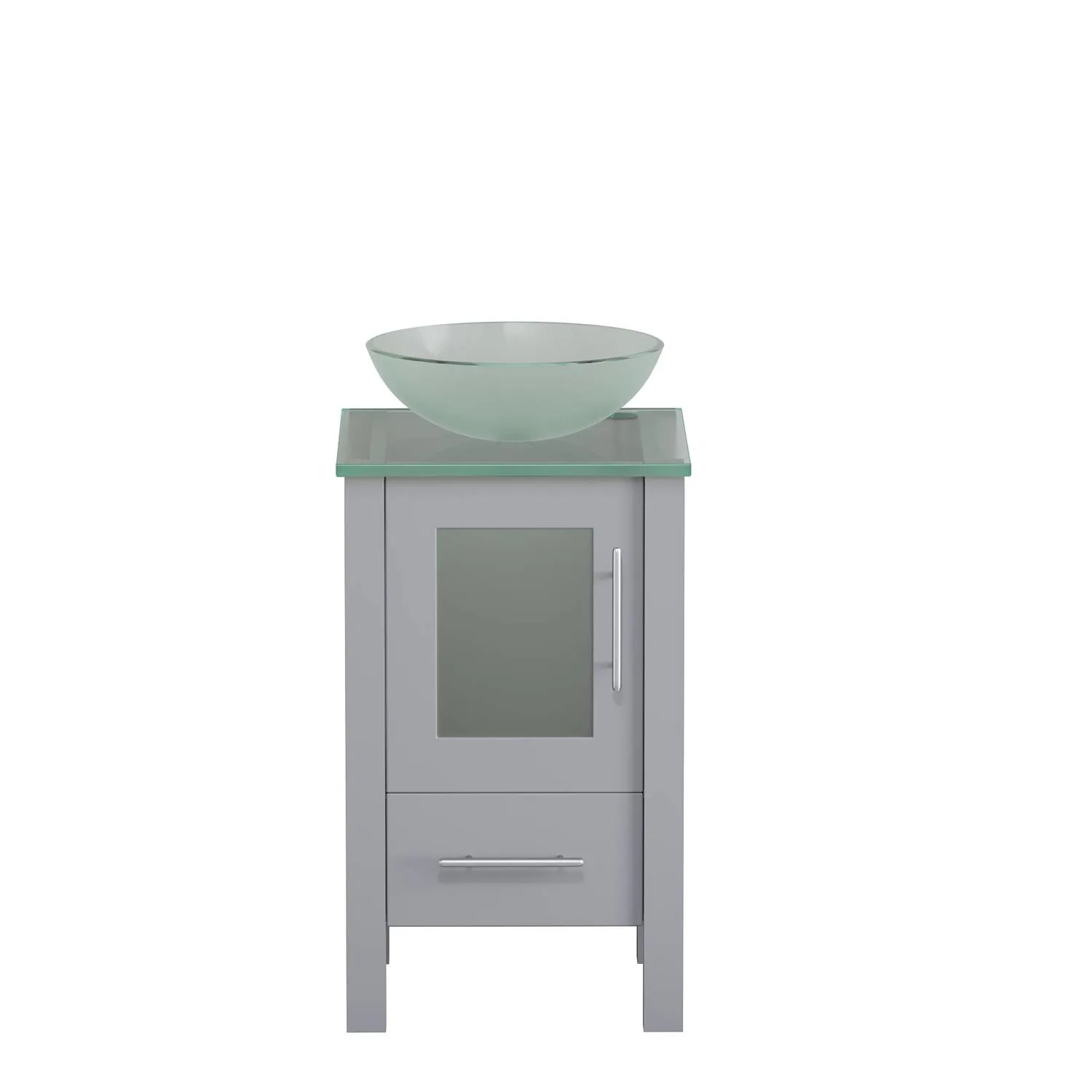 Cambridge Plumbing Complete 18 Inch Tempered Glass Gray Vanity Set - image 2