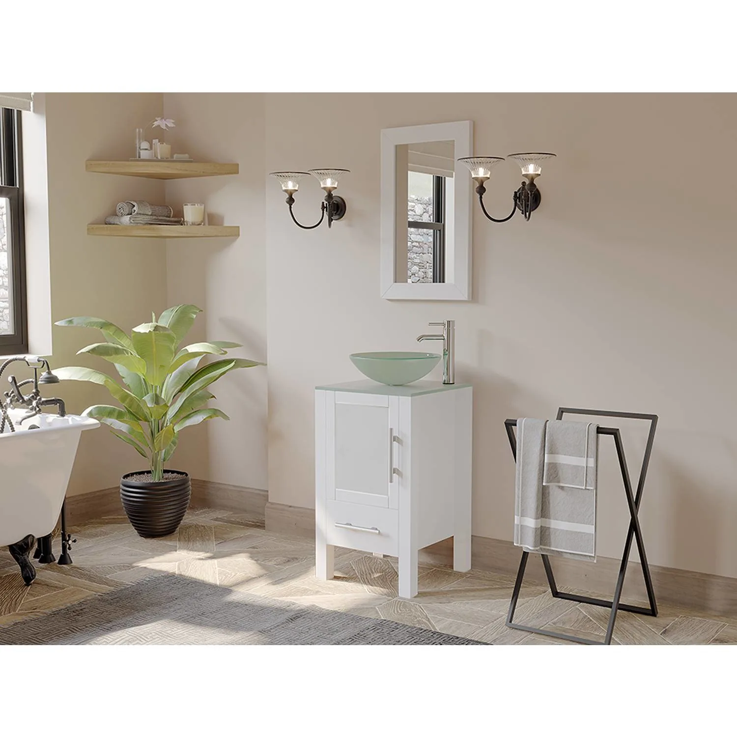 Cambridge Plumbing Complete 18 Inch Tempered Glass White Vanity Set - image 4