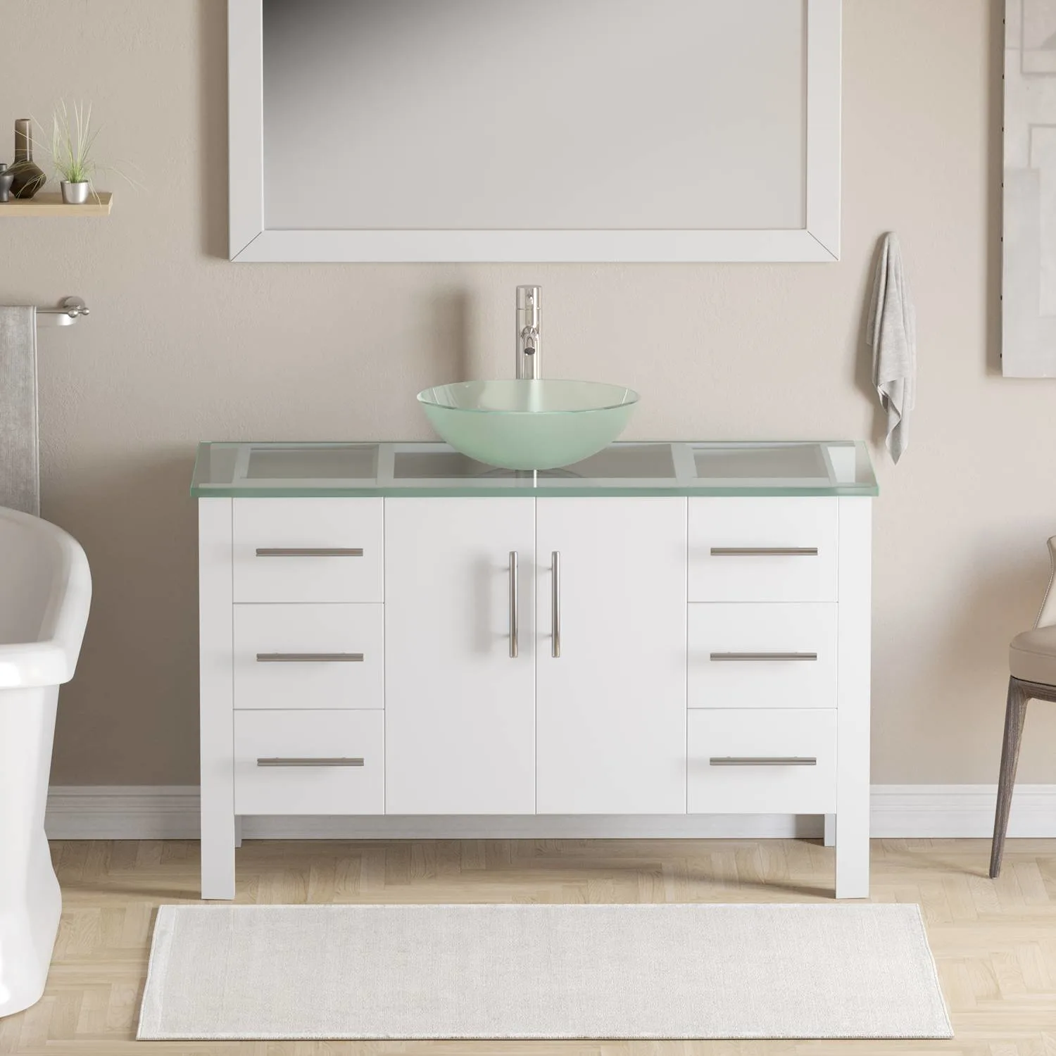 Cambridge Plumbing Complete 48 Inch Tempered Glass White Vanity Set - image 2