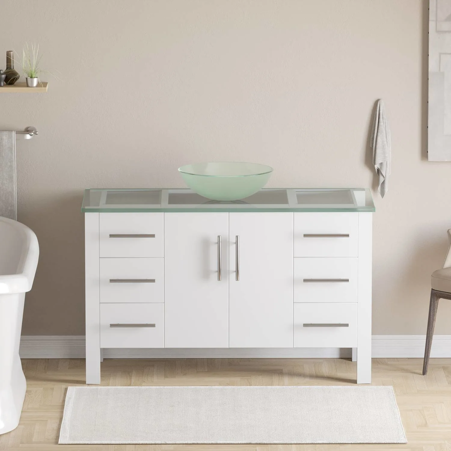 Cambridge Plumbing Complete 48 Inch Tempered Glass White Vanity Set - image 5