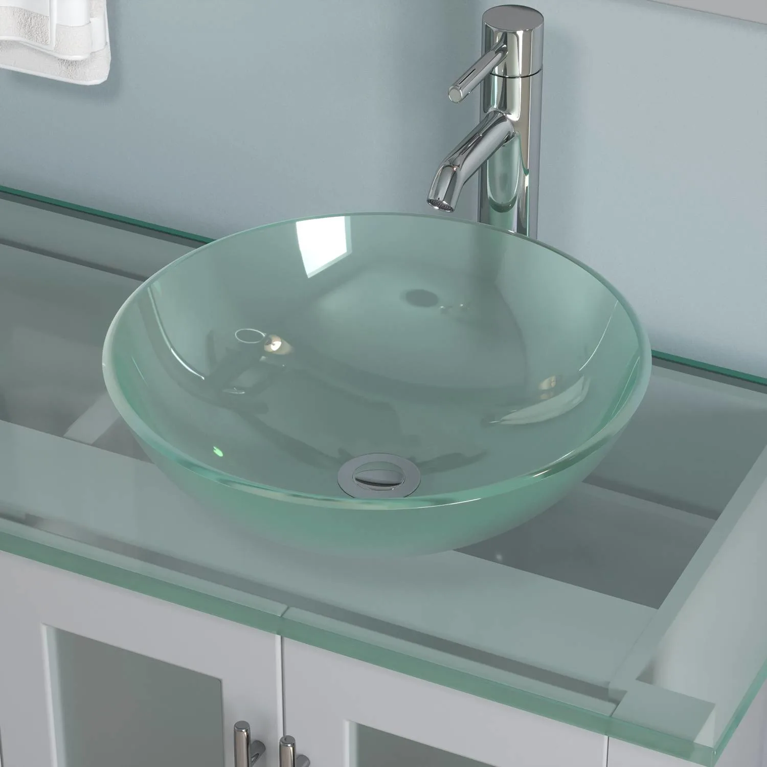 Cambridge Plumbing Complete 63 Inch Tempered Glass Gray Vanity Set - image 3