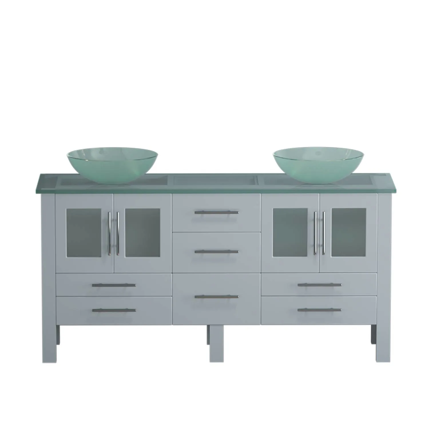 Cambridge Plumbing Complete 63 Inch Tempered Glass Gray Vanity Set - image 6