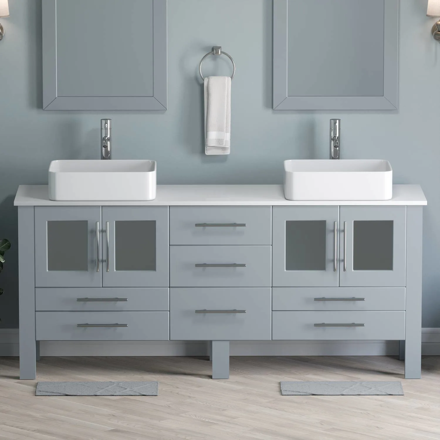 Cambridge Plumbing Complete 72 Inch White Porcelain Gray Vanity Set - image 2