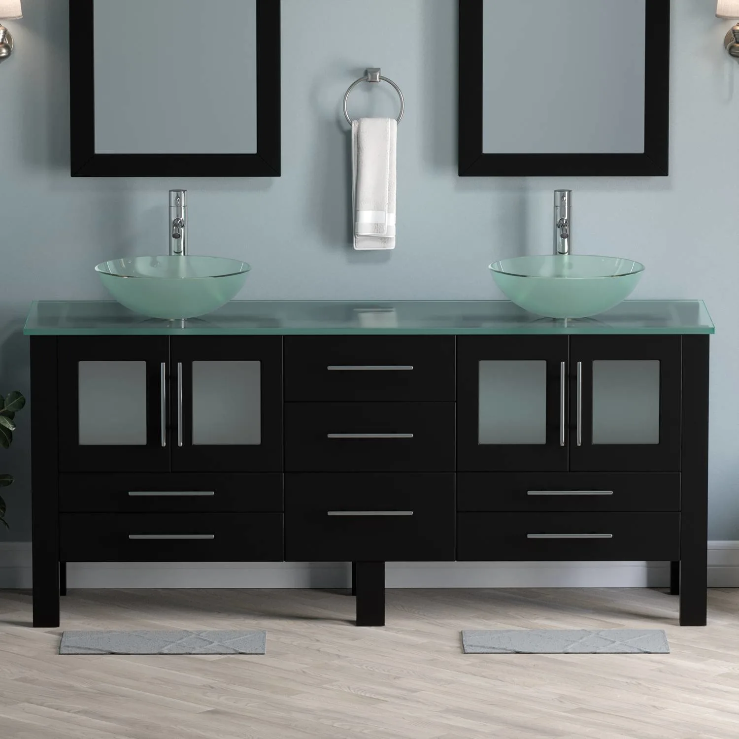 Cambridge Plumbing Complete 72 Inch Tempered Glass Espresso Vanity Set - image 2
