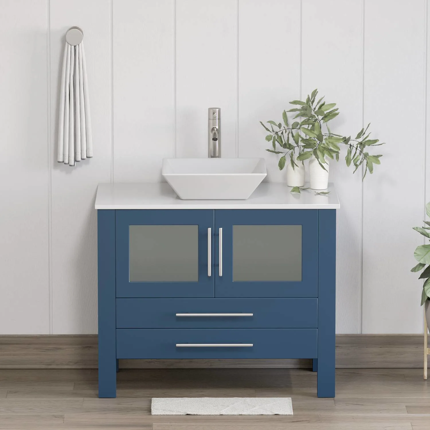 Cambridge Plumbing Complete 36 Inch White Porcelain Blue Vanity Set - image 3