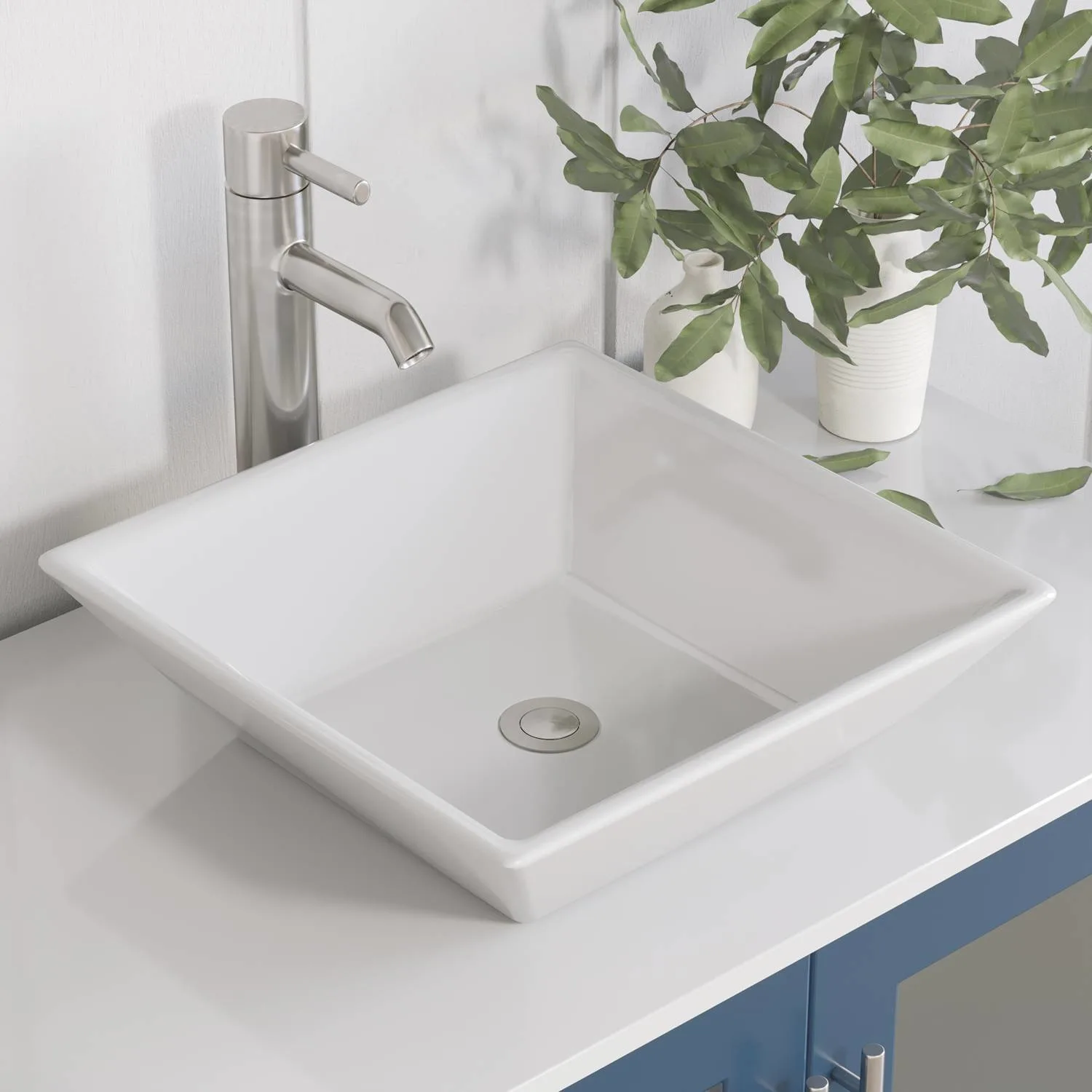 Cambridge Plumbing Complete 36 Inch White Porcelain Blue Vanity Set - image 4