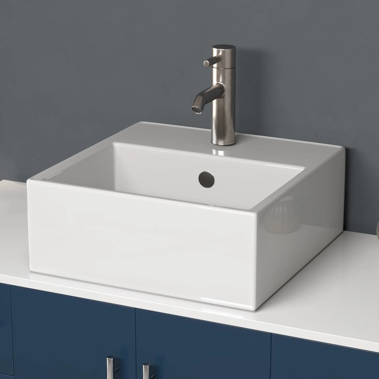 Cambridge Plumbing Complete 48 Inch White Porcelain Blue Vanity Set - image 3