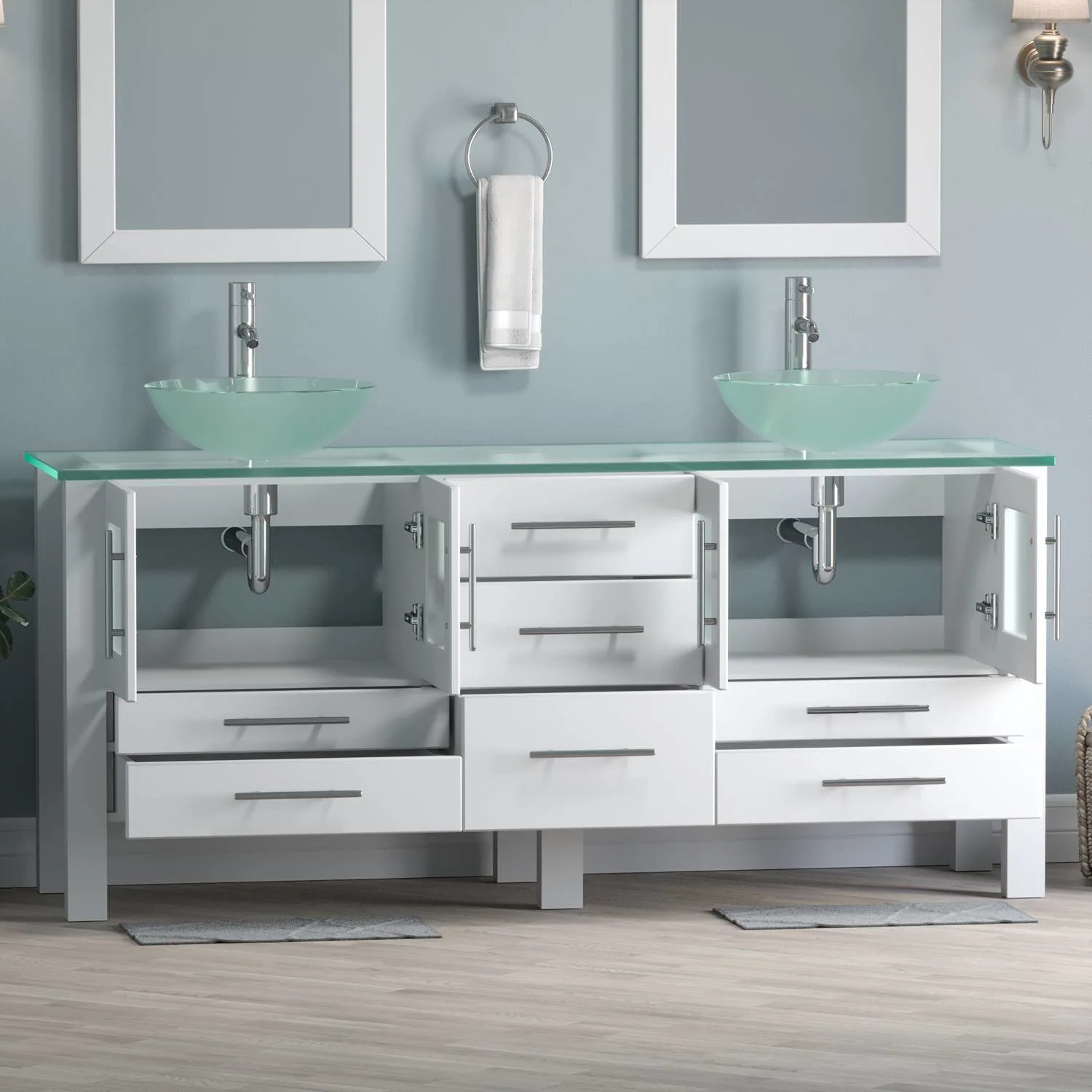 Cambridge Plumbing Complete 72 Inch Tempered Glass White Vanity Set - image 3