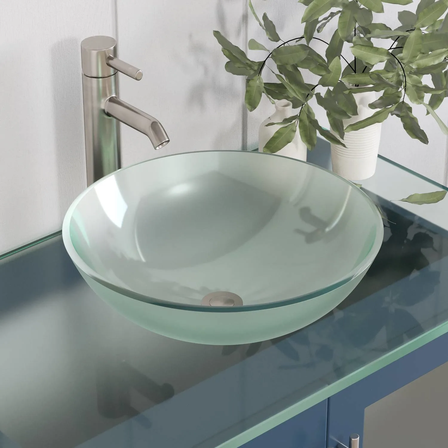 Cambridge Plumbing Complete 36 Inch Tempered Glass Blue Vanity Set - image 3