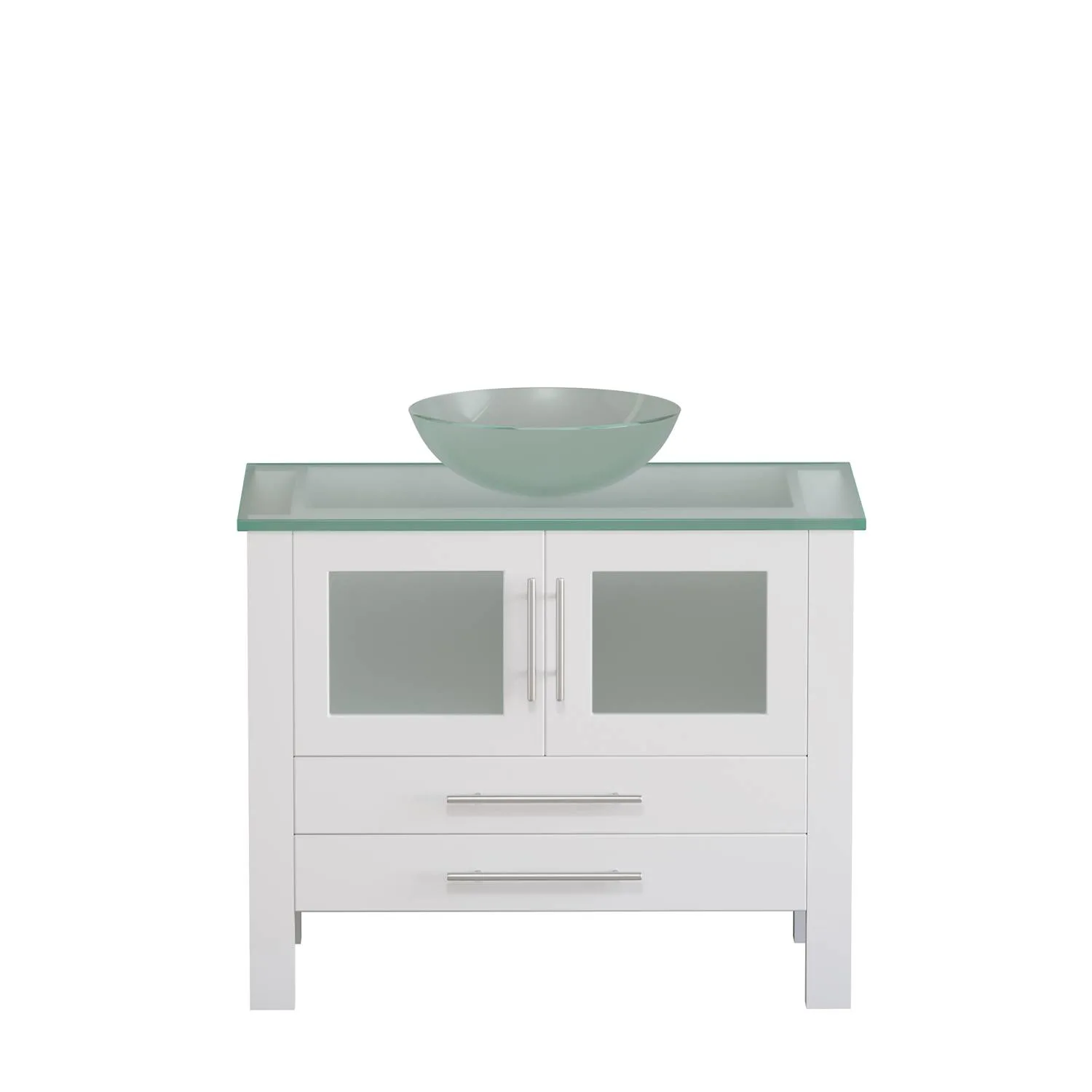 Cambridge Plumbing Complete 36 Inch Tempered Glass White Vanity Set - image 2