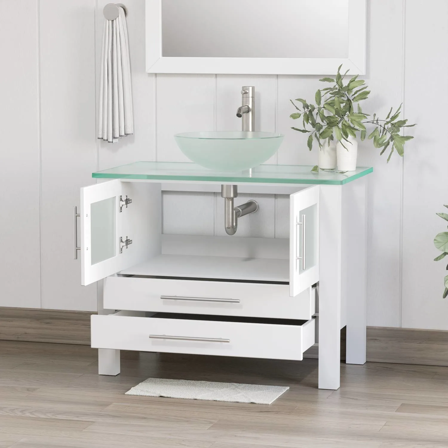 Cambridge Plumbing Complete 36 Inch Tempered Glass White Vanity Set - image 5