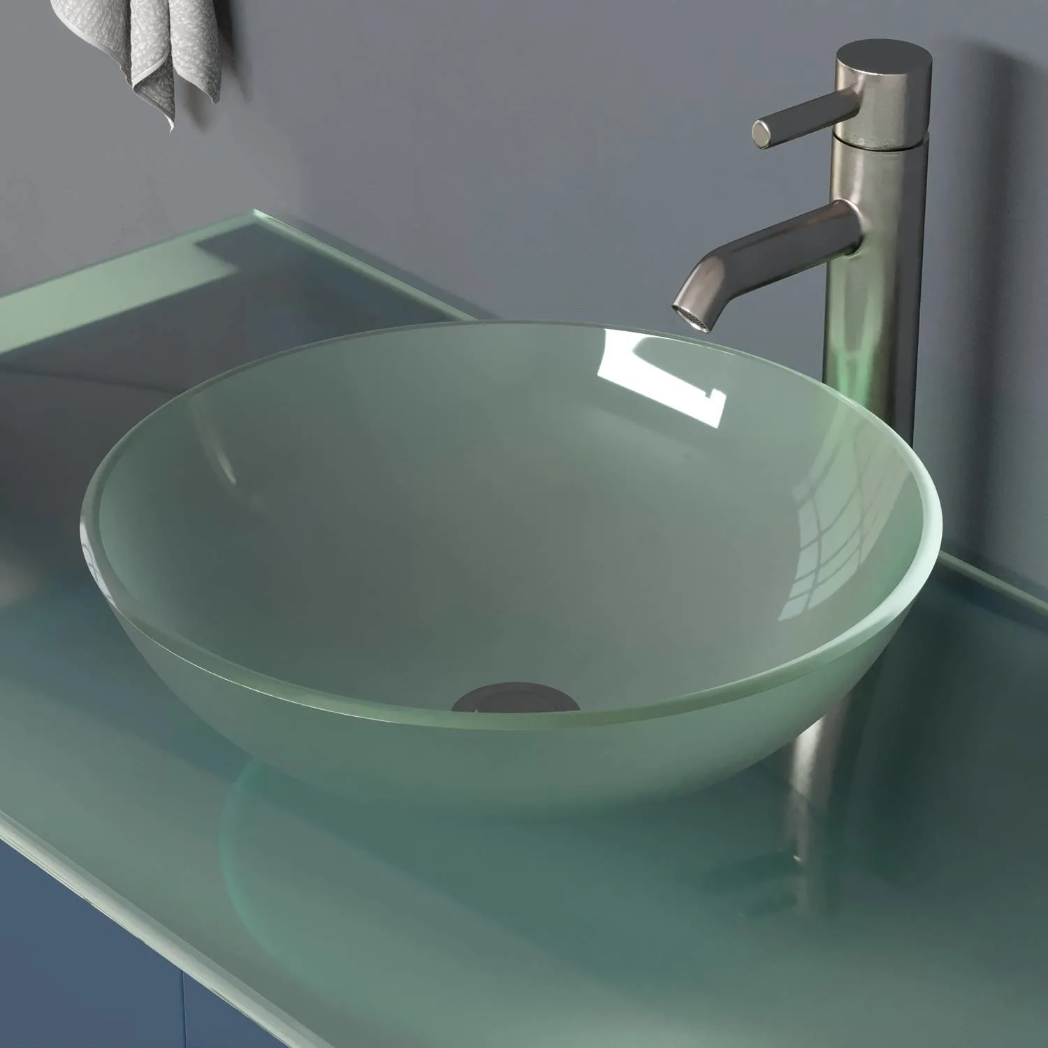 Cambridge Plumbing Complete 48 Inch Tempered Glass Blue Vanity Set - image 3