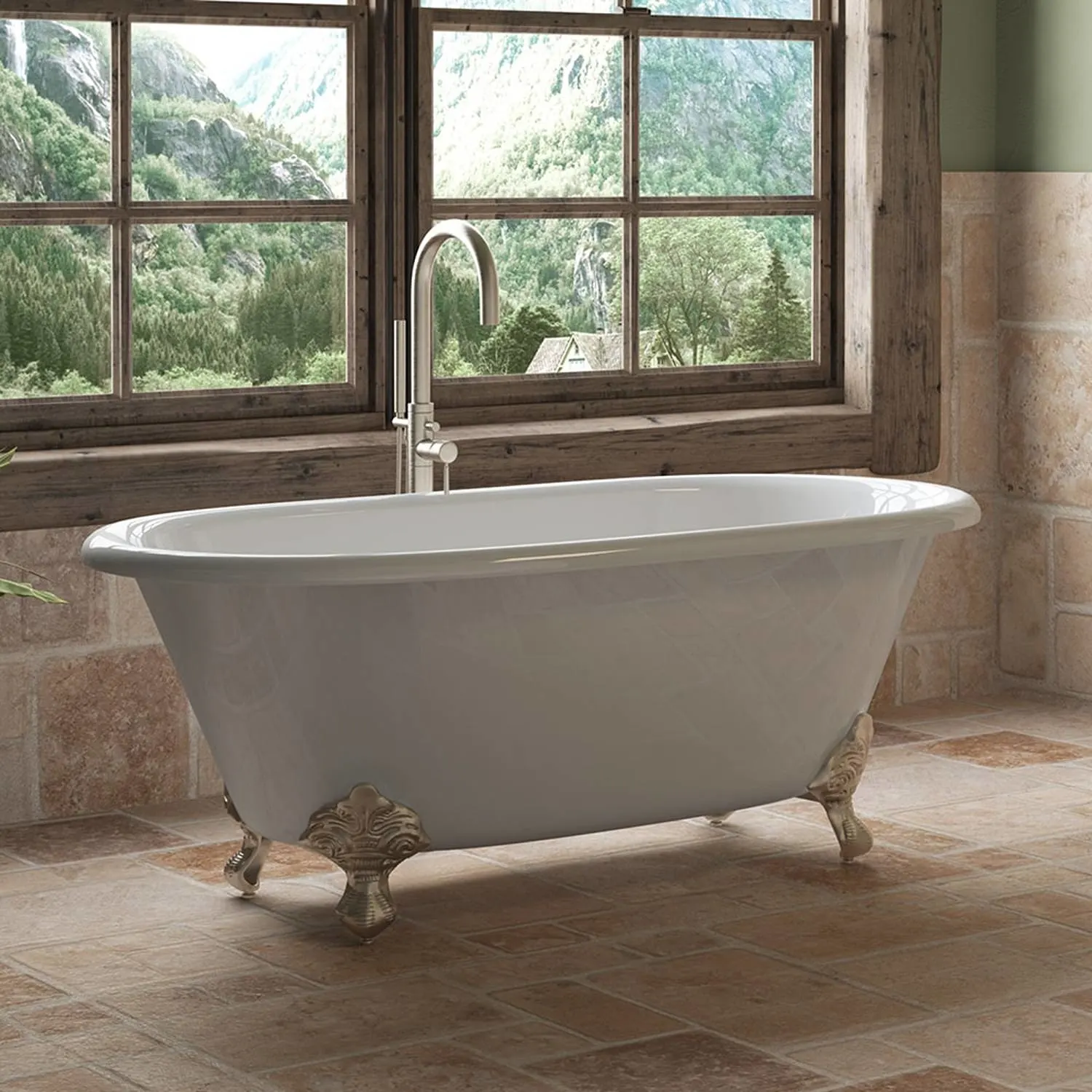 Cambridge Plumbing 7 3/4 Inch Floor Mounted Tub Filler Faucet - image 2