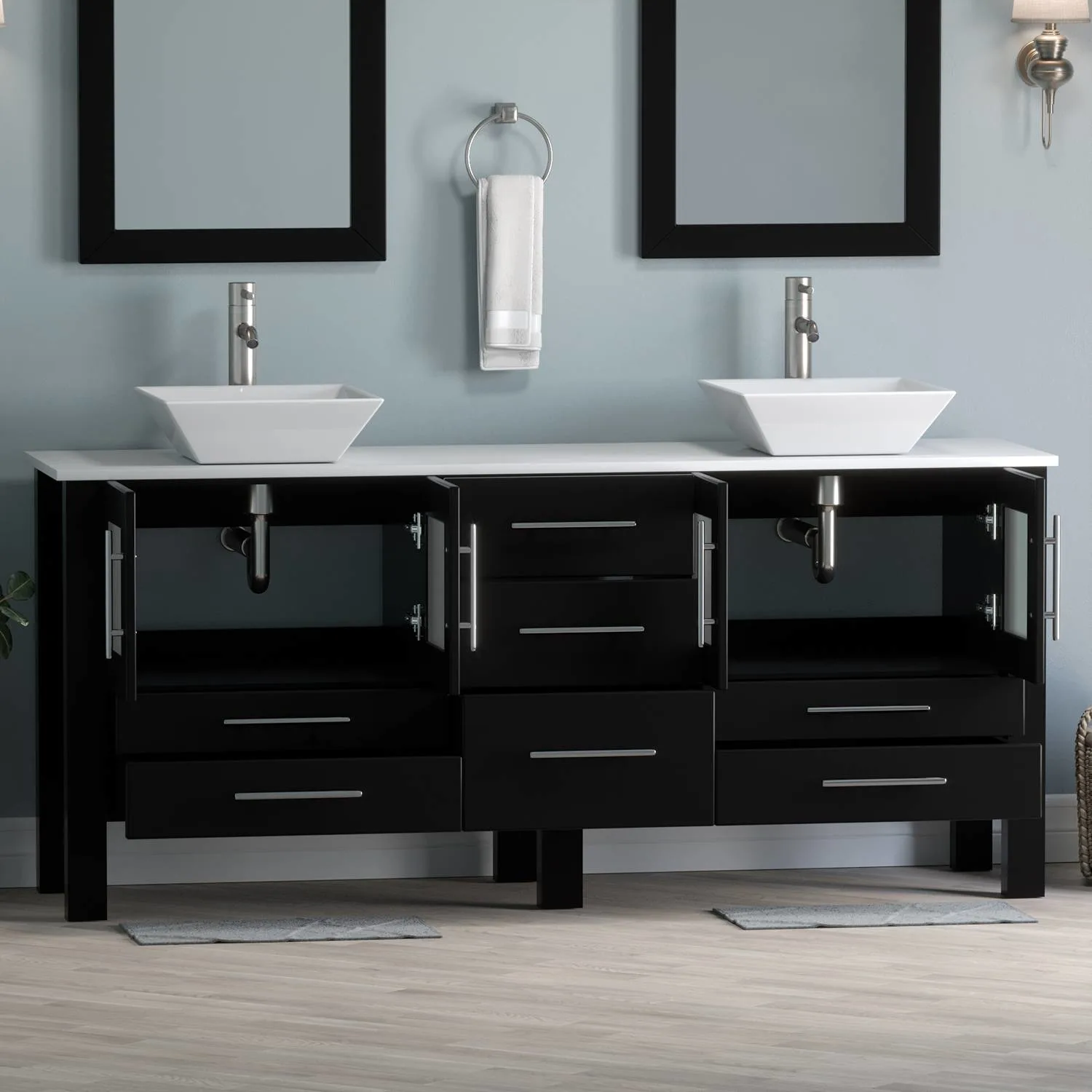 Cambridge Plumbing Complete 72 Inch White Porcelain Espresso Vanity Set - image 4